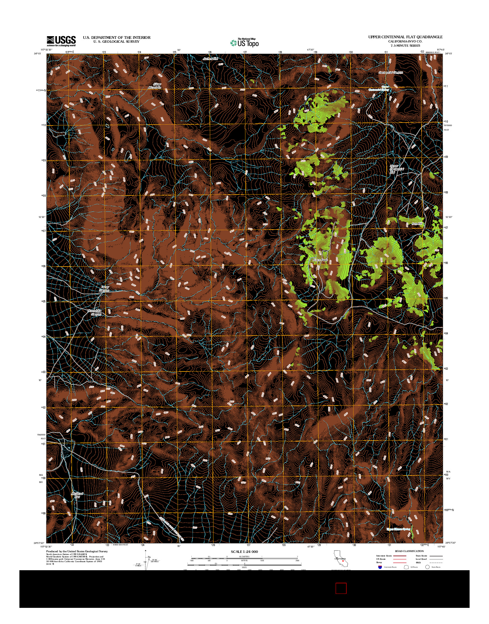 USGS US TOPO 7.5-MINUTE MAP FOR UPPER CENTENNIAL FLAT, CA 2012