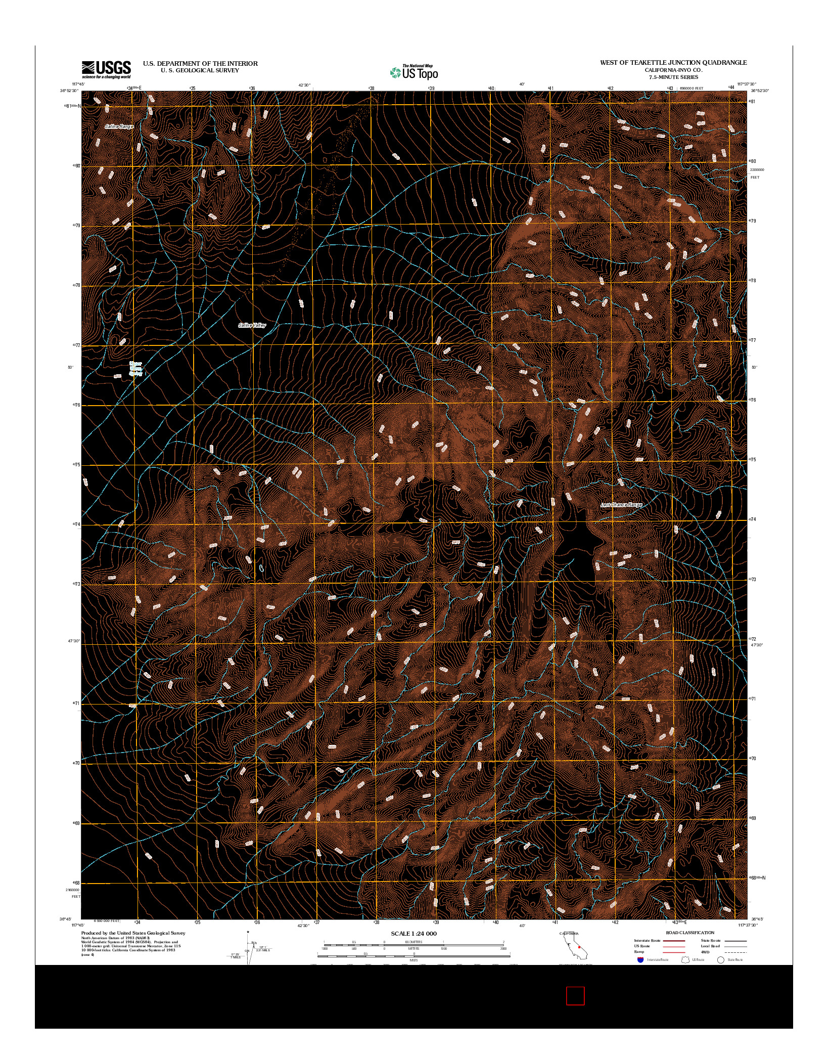 USGS US TOPO 7.5-MINUTE MAP FOR WEST OF TEAKETTLE JUNCTION, CA 2012