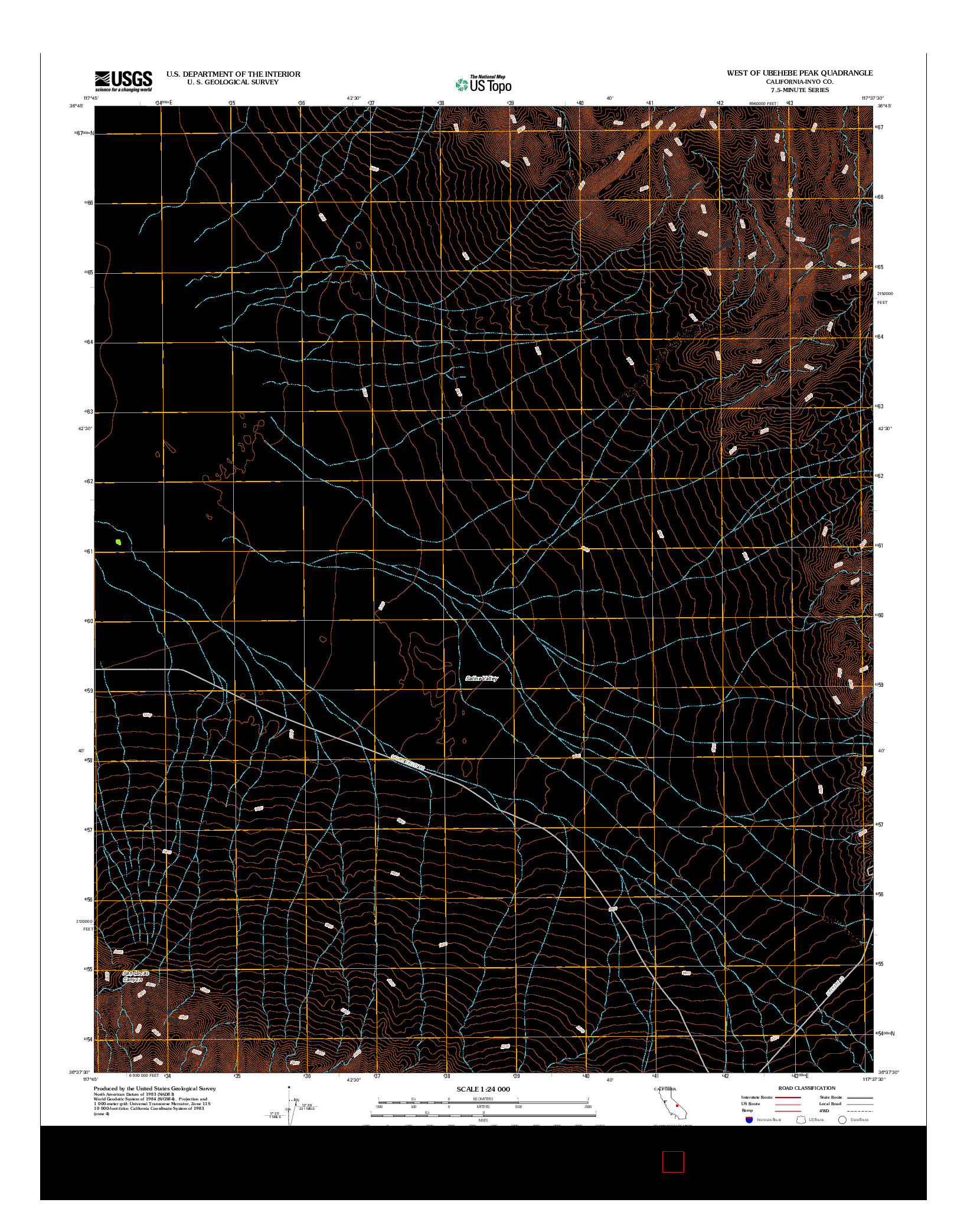 USGS US TOPO 7.5-MINUTE MAP FOR WEST OF UBEHEBE PEAK, CA 2012