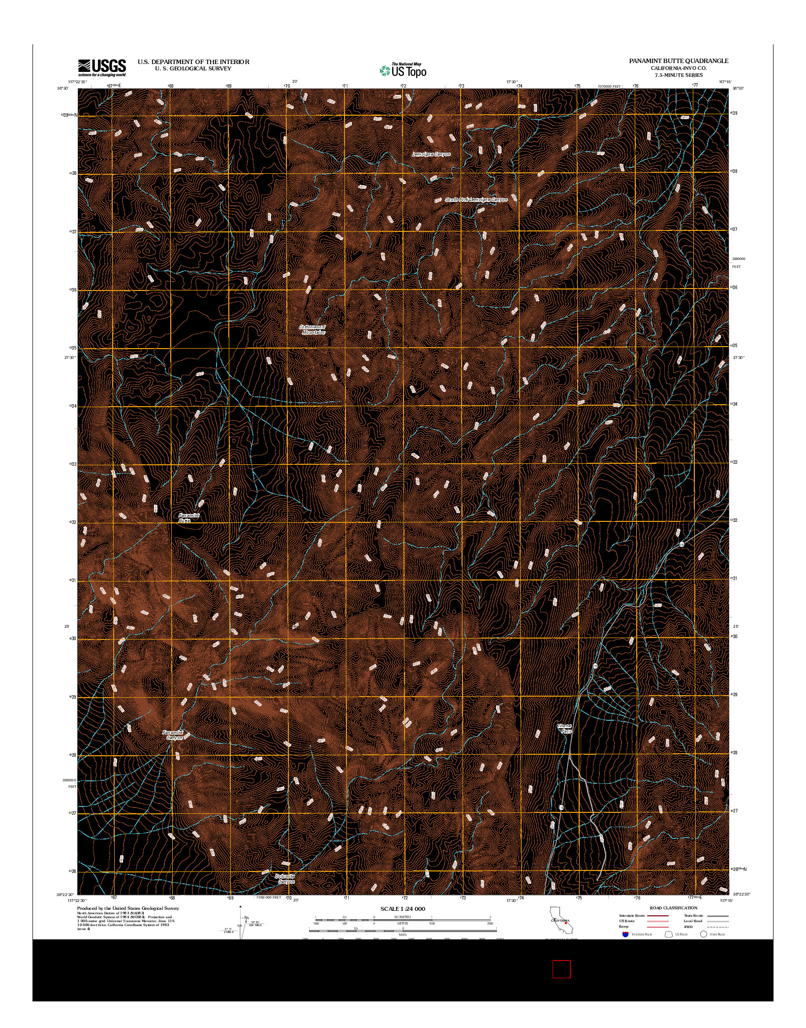 USGS US TOPO 7.5-MINUTE MAP FOR PANAMINT BUTTE, CA 2012