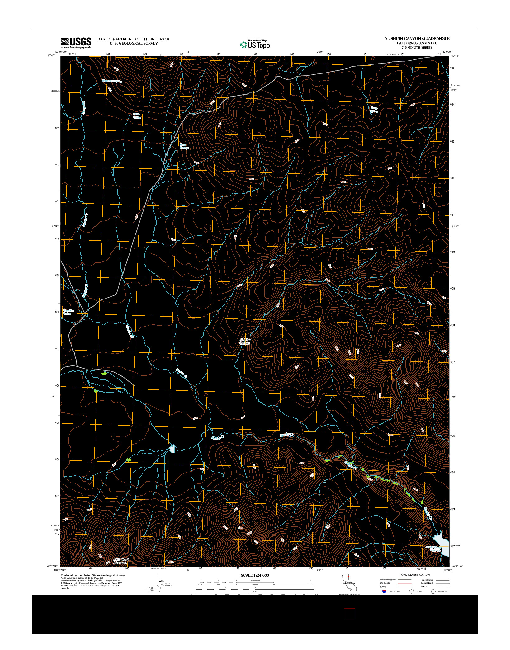 USGS US TOPO 7.5-MINUTE MAP FOR AL SHINN CANYON, CA 2012