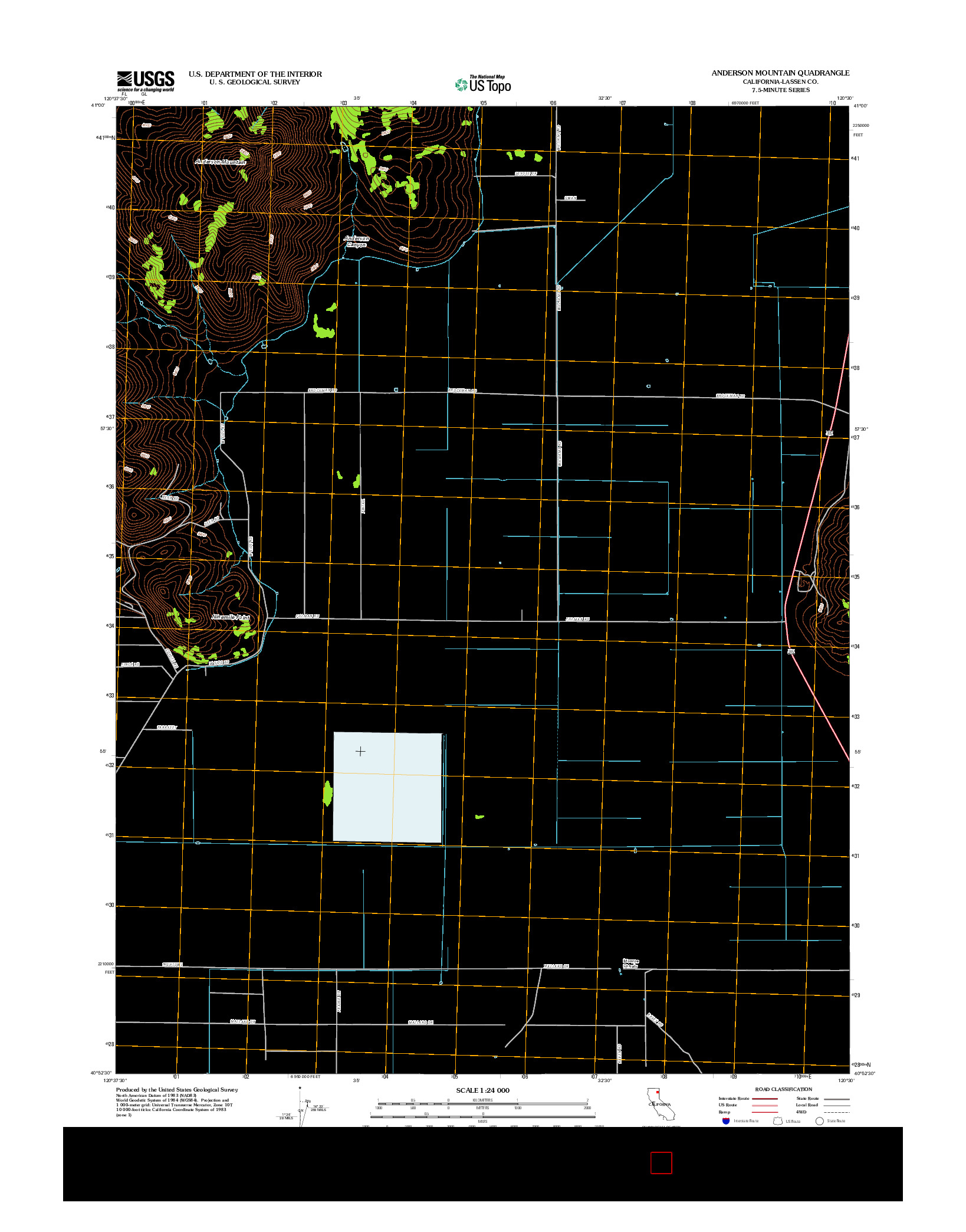 USGS US TOPO 7.5-MINUTE MAP FOR ANDERSON MOUNTAIN, CA 2012