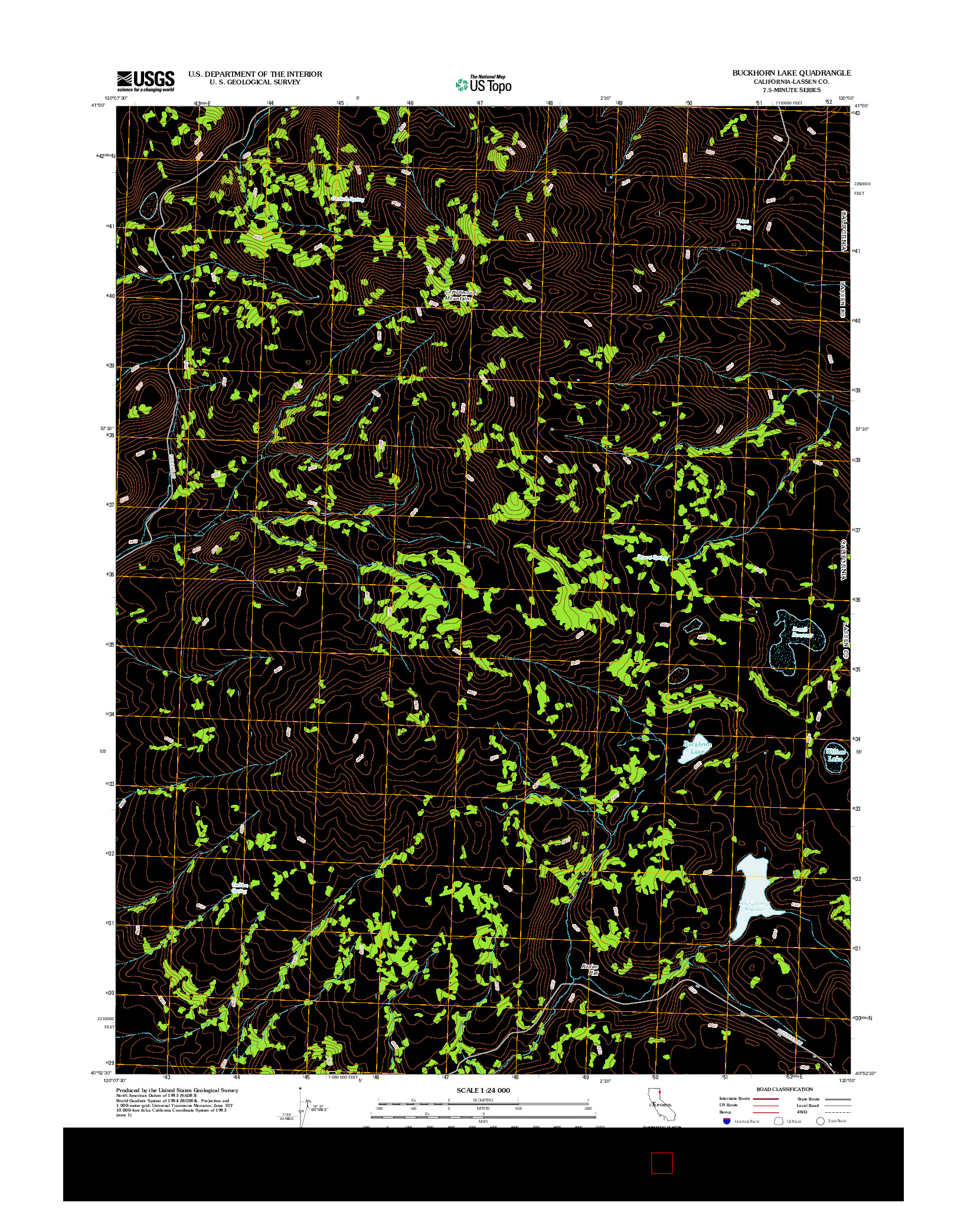 USGS US TOPO 7.5-MINUTE MAP FOR BUCKHORN LAKE, CA 2012