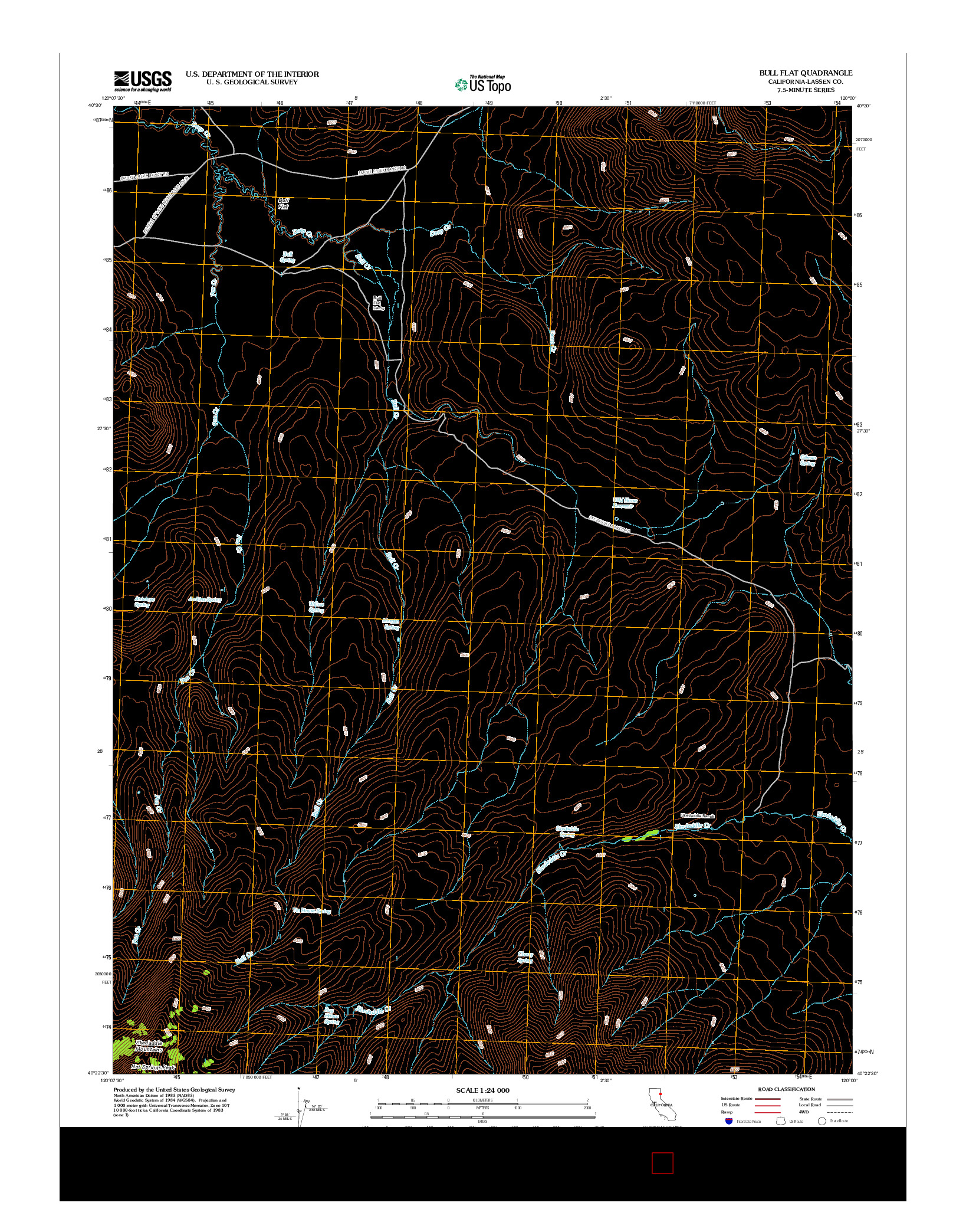 USGS US TOPO 7.5-MINUTE MAP FOR BULL FLAT, CA 2012