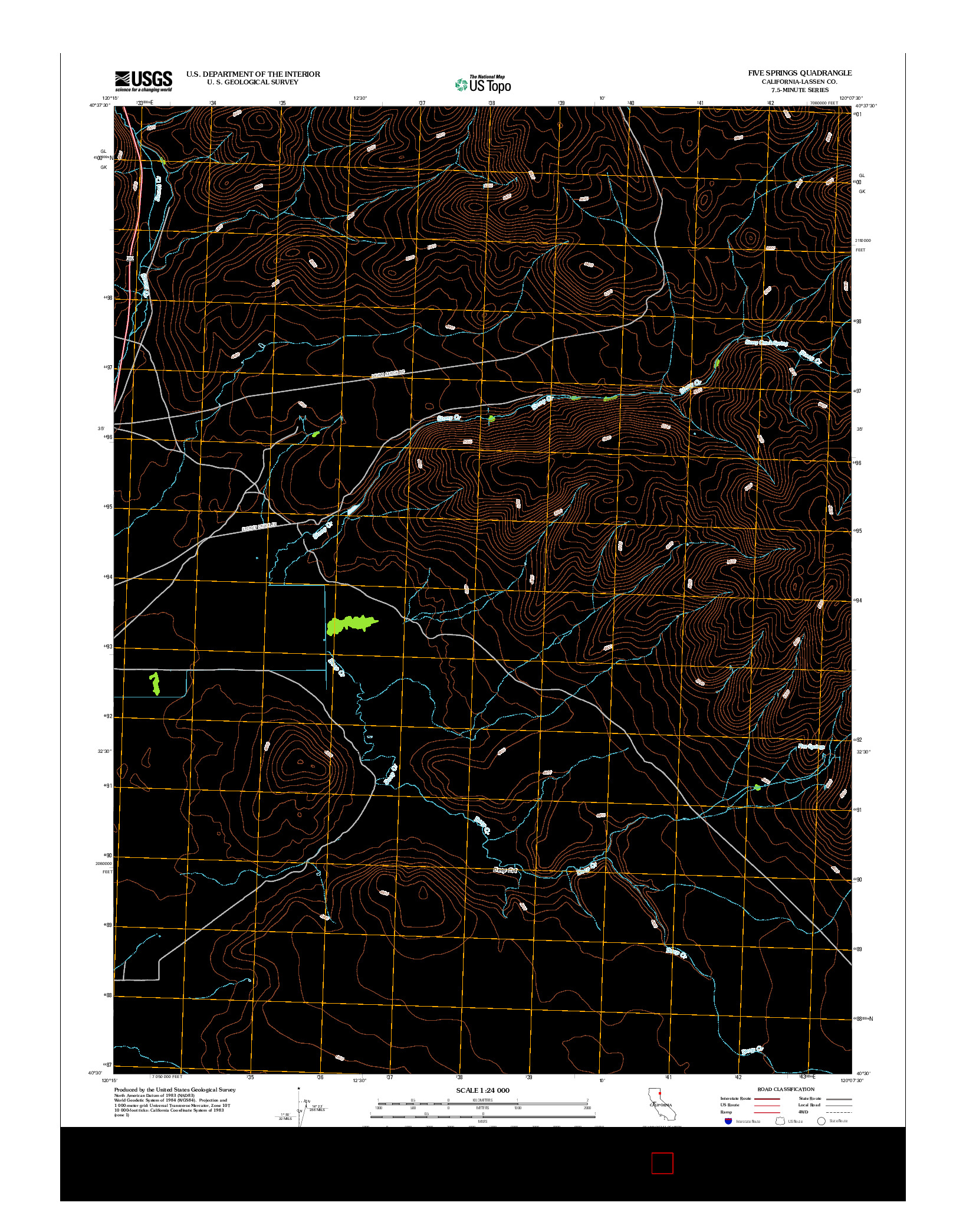 USGS US TOPO 7.5-MINUTE MAP FOR FIVE SPRINGS, CA 2012