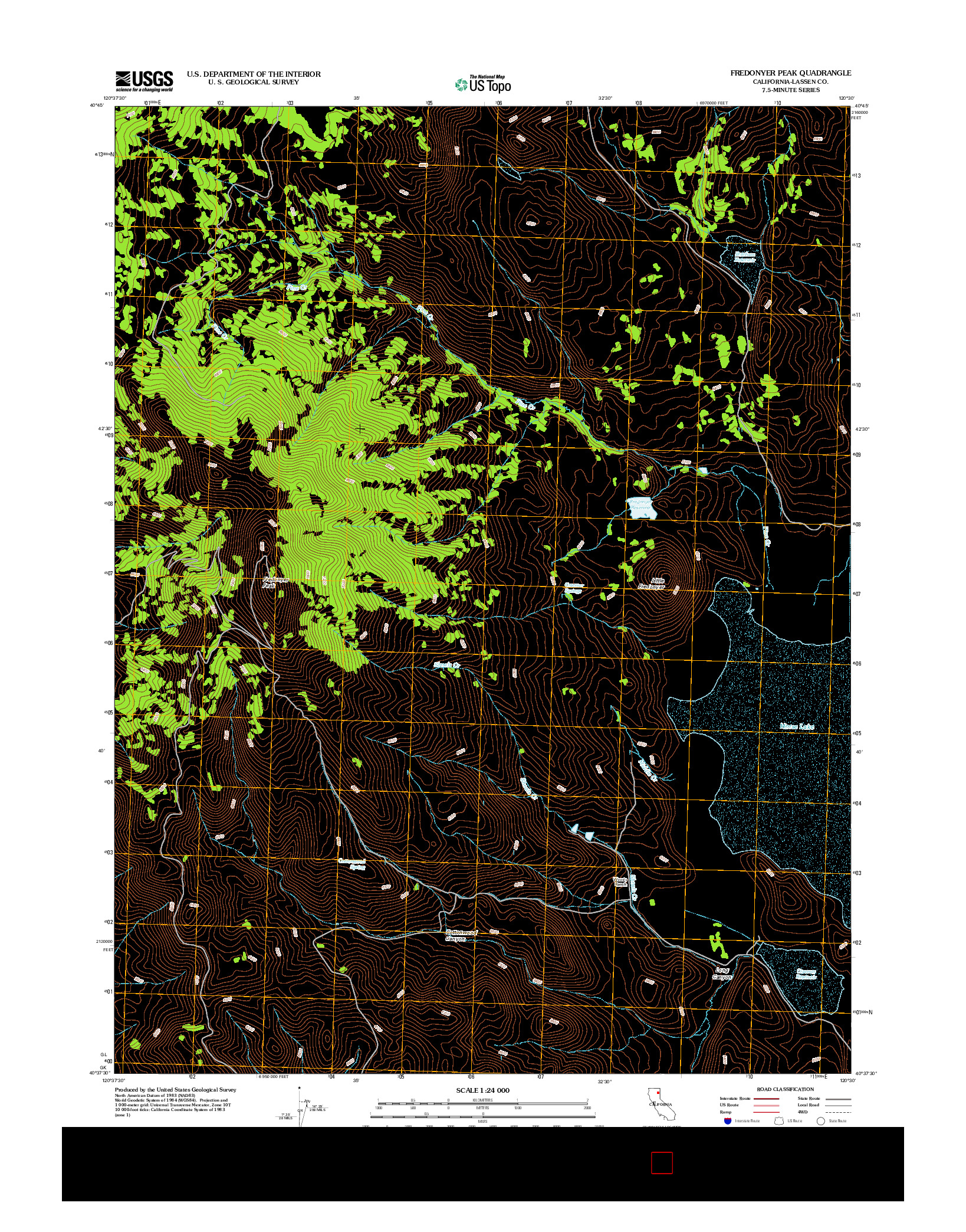 USGS US TOPO 7.5-MINUTE MAP FOR FREDONYER PEAK, CA 2012