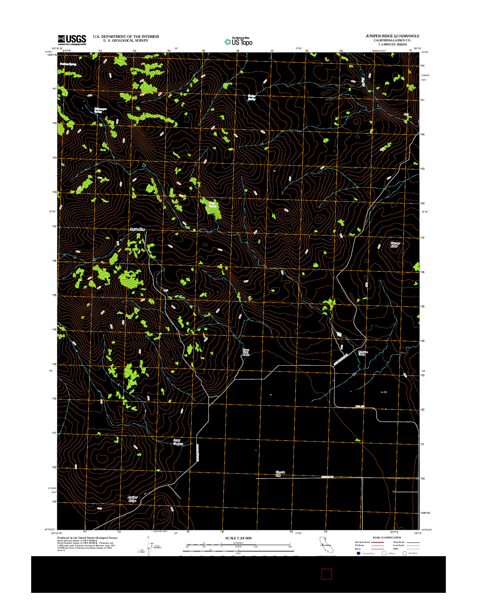 USGS US TOPO 7.5-MINUTE MAP FOR JUNIPER RIDGE, CA 2012