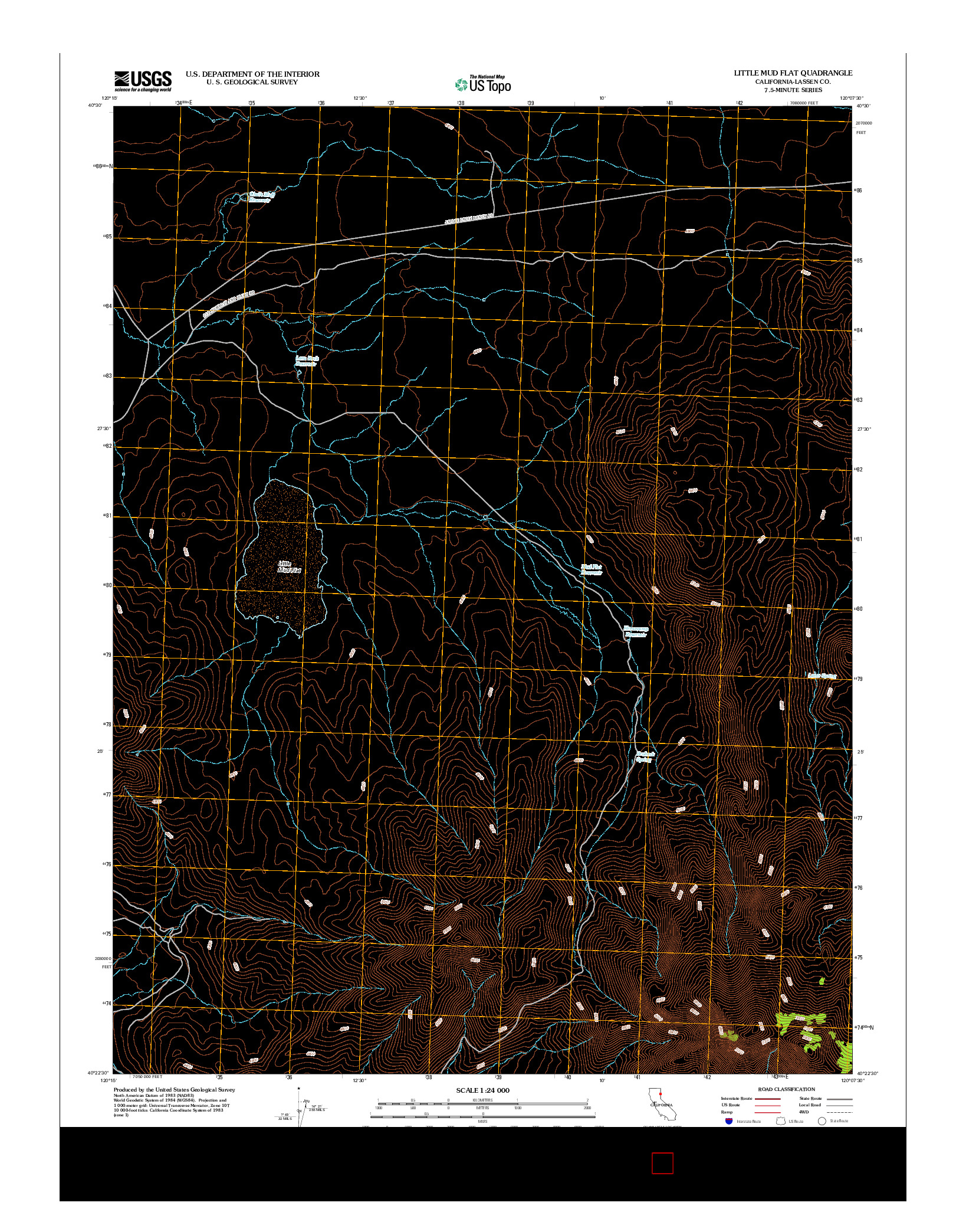 USGS US TOPO 7.5-MINUTE MAP FOR LITTLE MUD FLAT, CA 2012