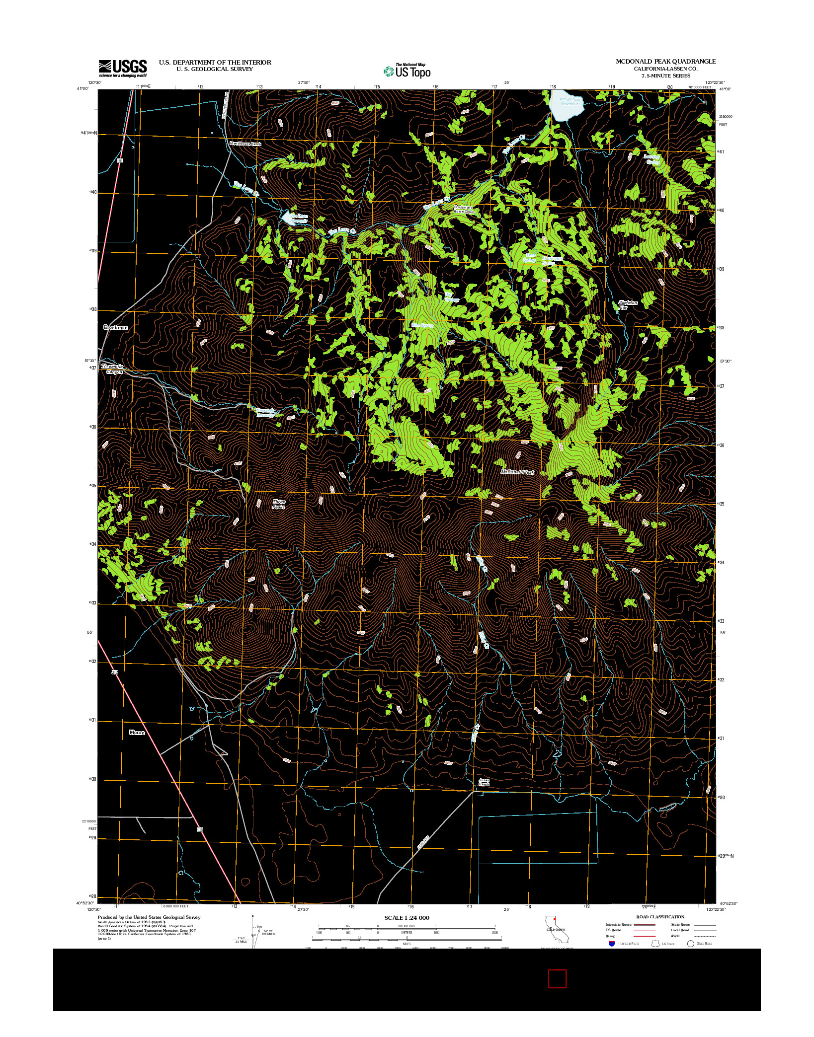 USGS US TOPO 7.5-MINUTE MAP FOR MCDONALD PEAK, CA 2012