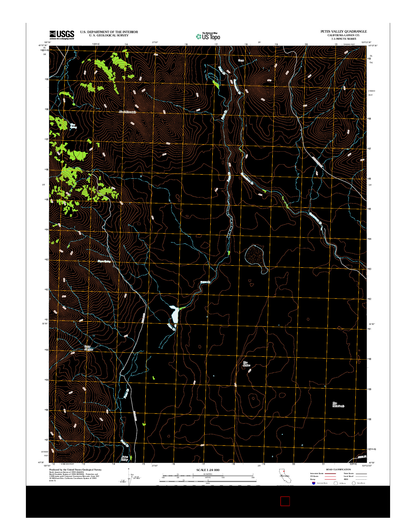 USGS US TOPO 7.5-MINUTE MAP FOR PETES VALLEY, CA 2012