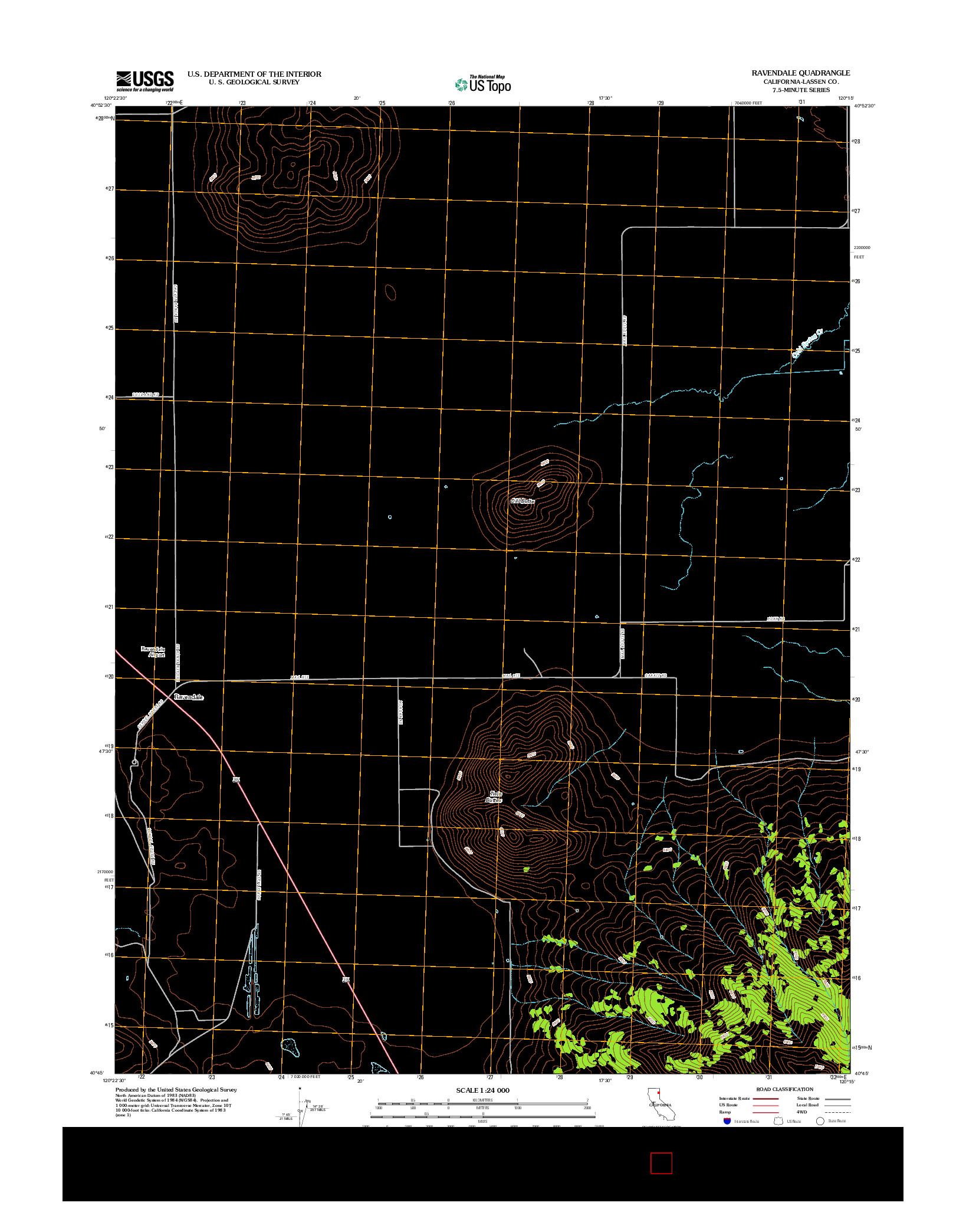 USGS US TOPO 7.5-MINUTE MAP FOR RAVENDALE, CA 2012