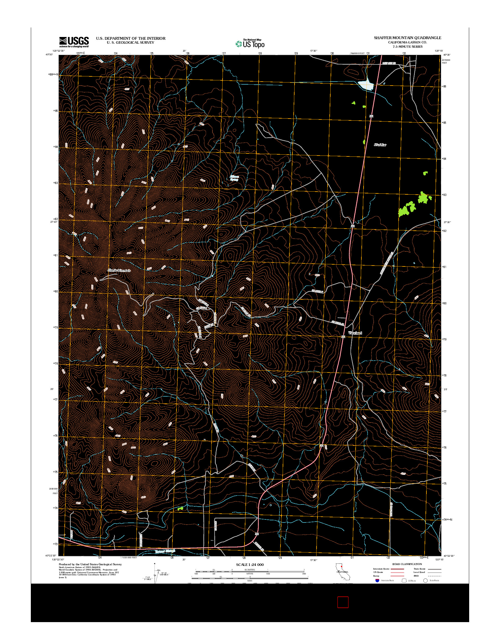 USGS US TOPO 7.5-MINUTE MAP FOR SHAFFER MOUNTAIN, CA 2012