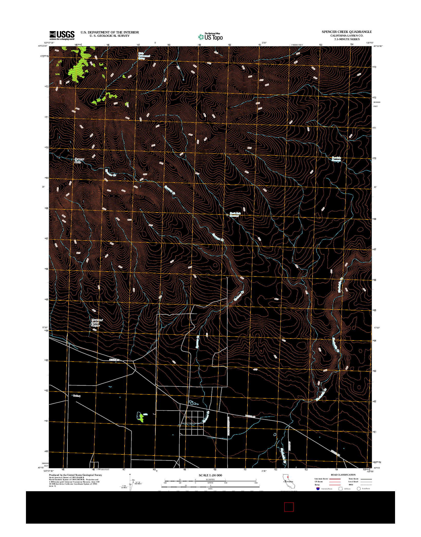 USGS US TOPO 7.5-MINUTE MAP FOR SPENCER CREEK, CA 2012