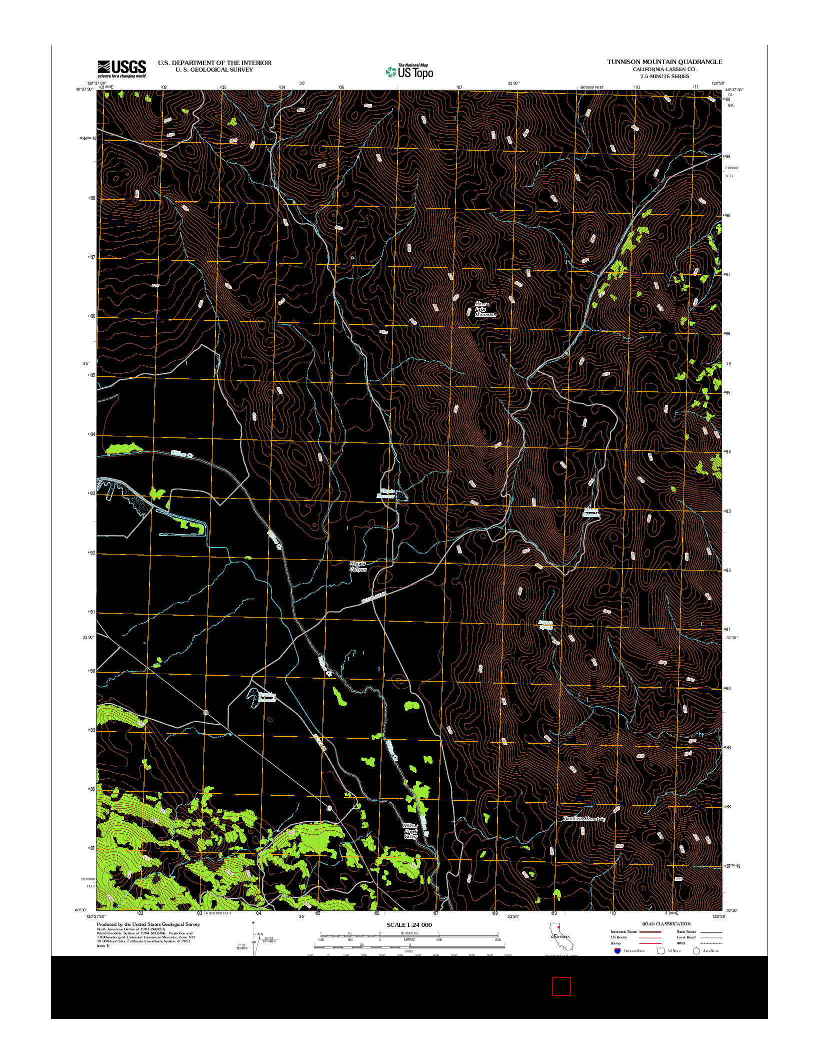 USGS US TOPO 7.5-MINUTE MAP FOR TUNNISON MOUNTAIN, CA 2012