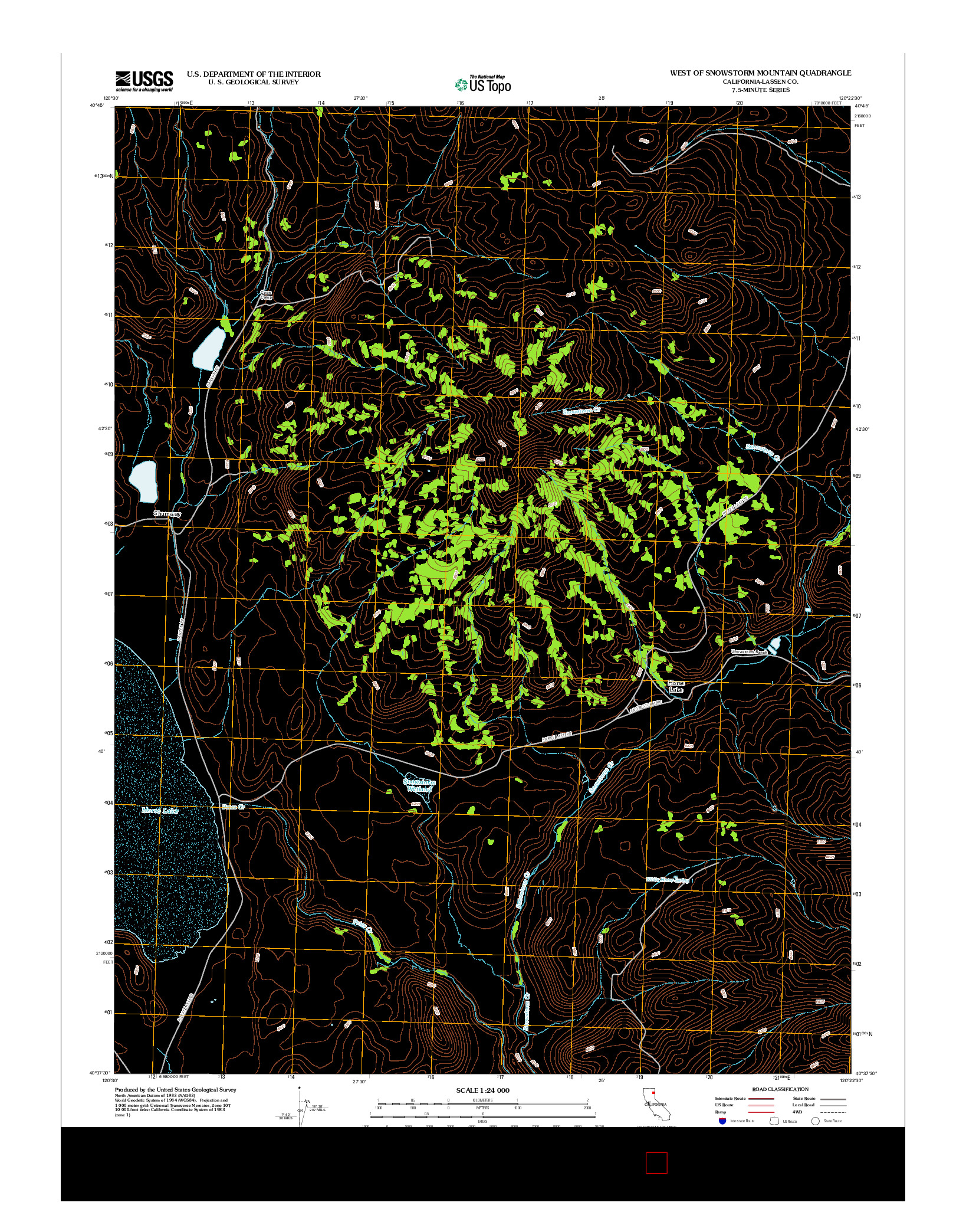 USGS US TOPO 7.5-MINUTE MAP FOR WEST OF SNOWSTORM MOUNTAIN, CA 2012