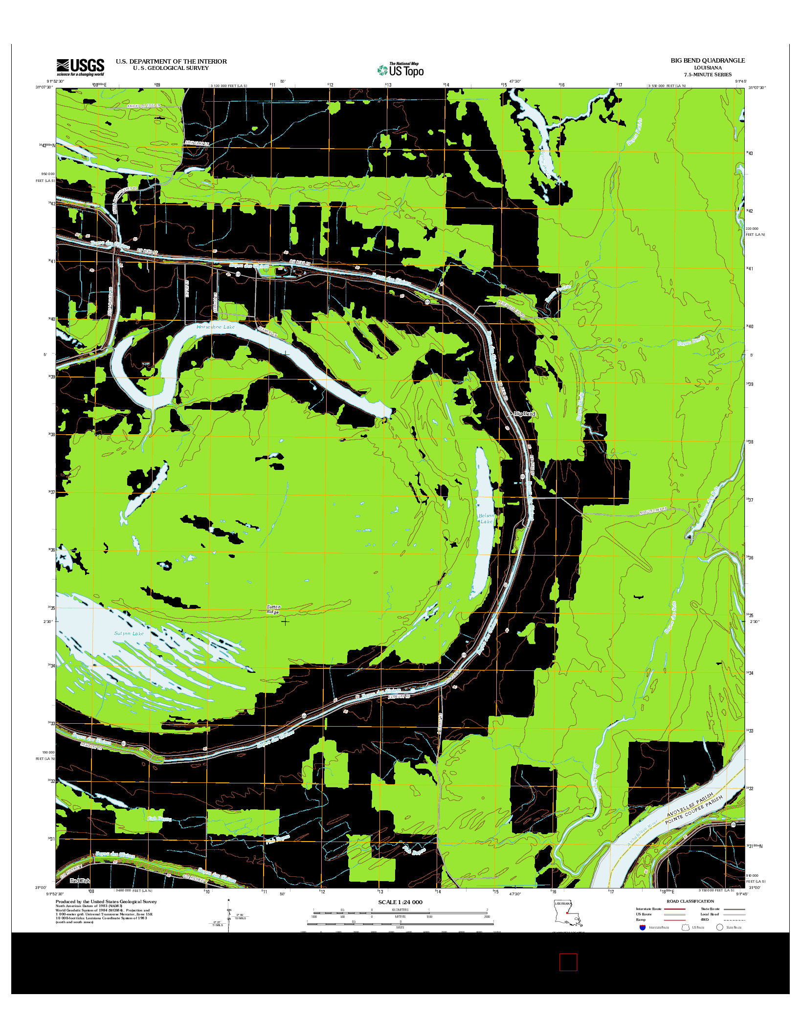 USGS US TOPO 7.5-MINUTE MAP FOR BIG BEND, LA 2012