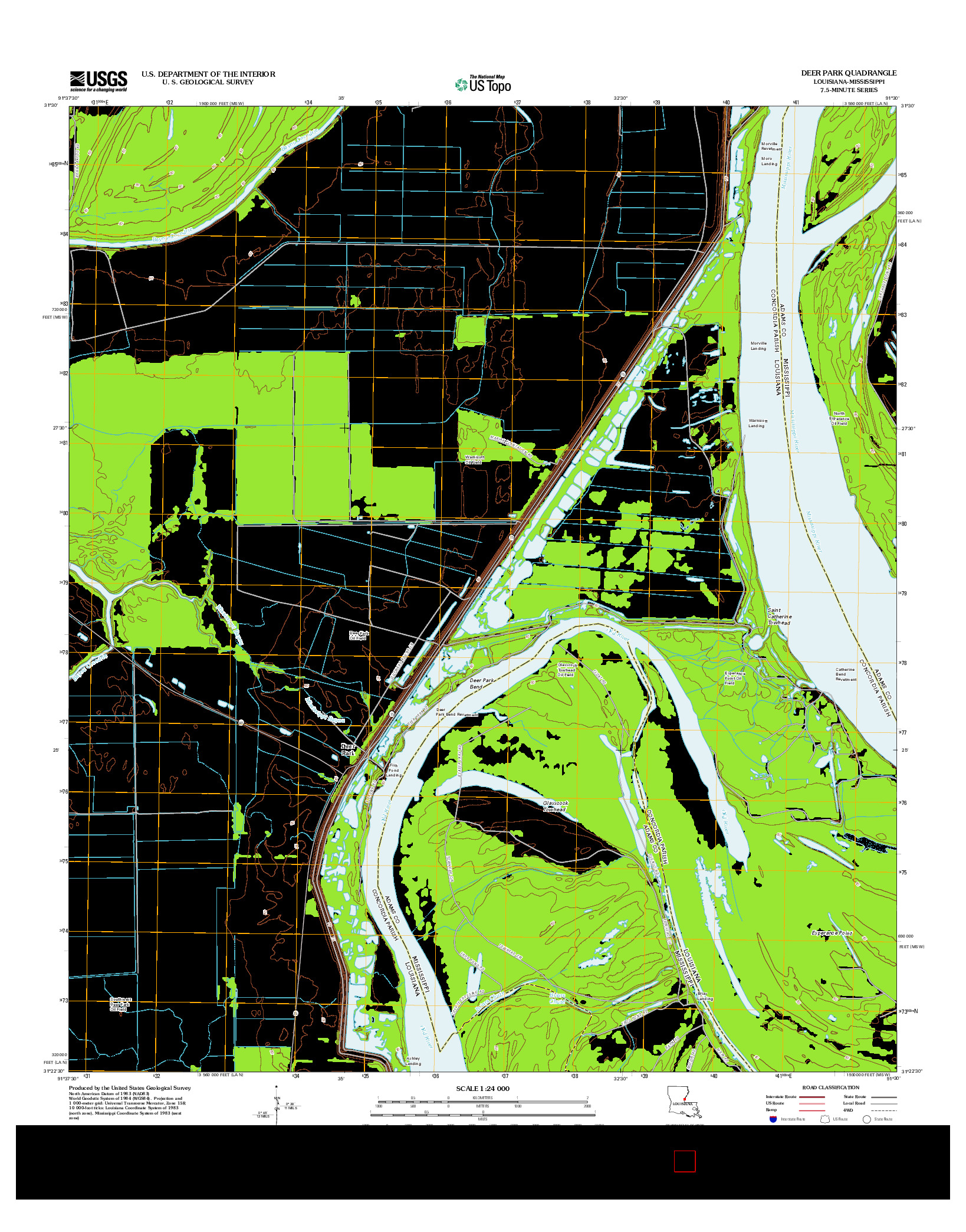 USGS US TOPO 7.5-MINUTE MAP FOR DEER PARK, LA-MS 2012
