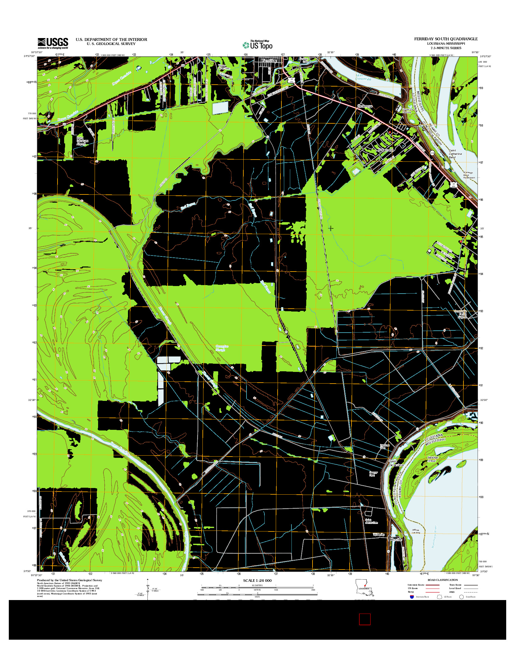 USGS US TOPO 7.5-MINUTE MAP FOR FERRIDAY SOUTH, LA-MS 2012