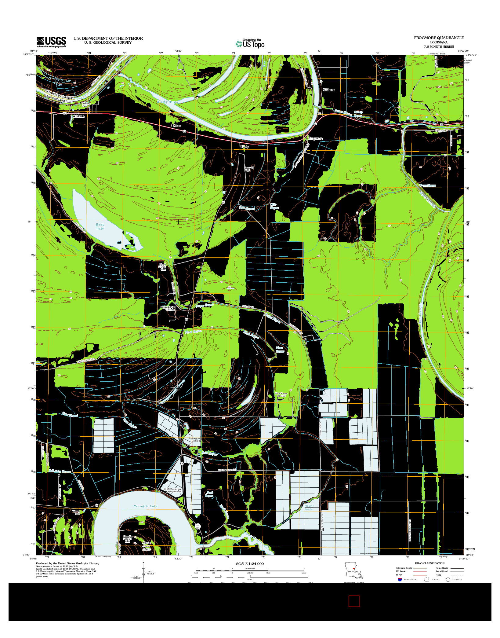 USGS US TOPO 7.5-MINUTE MAP FOR FROGMORE, LA 2012