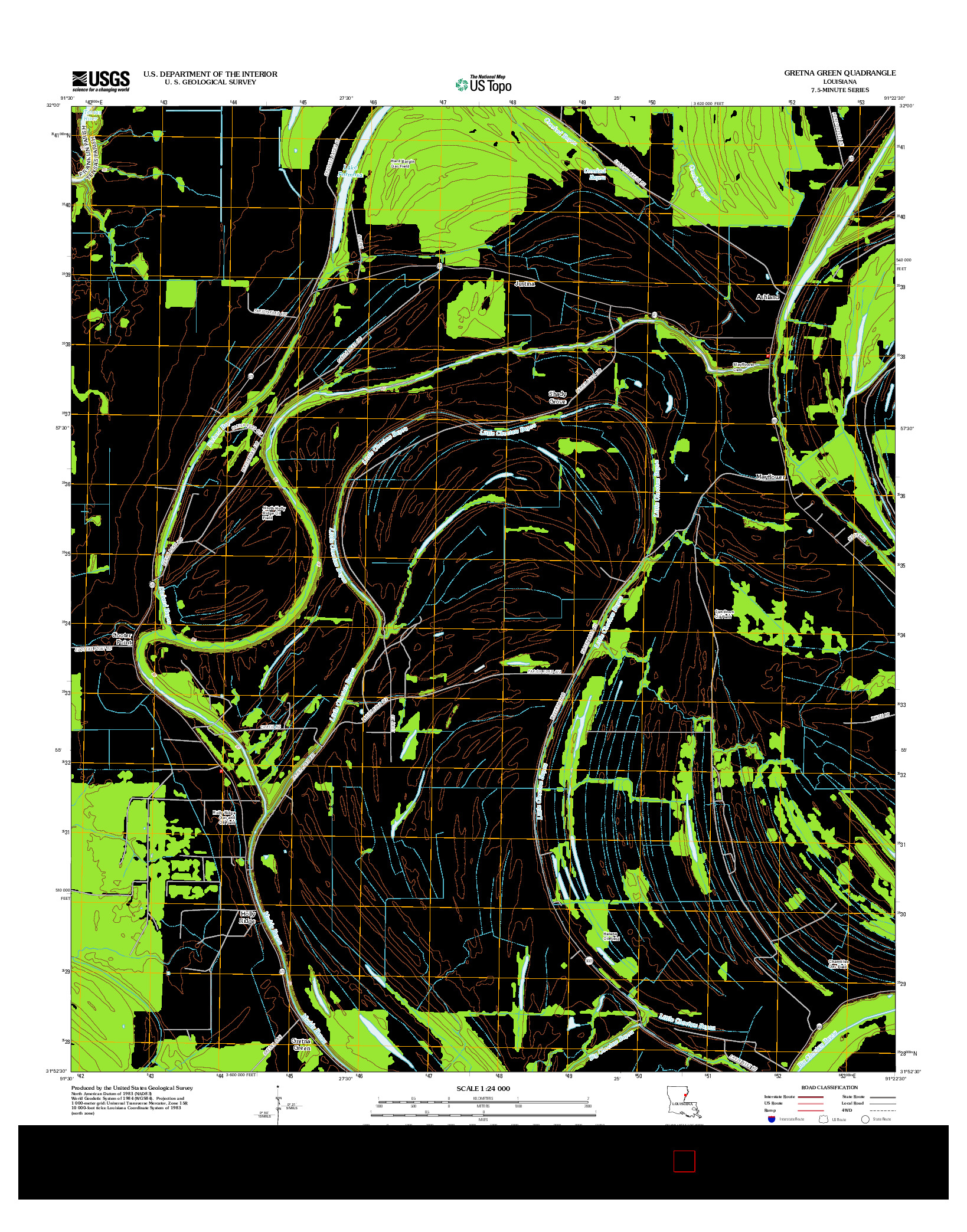 USGS US TOPO 7.5-MINUTE MAP FOR GRETNA GREEN, LA 2012