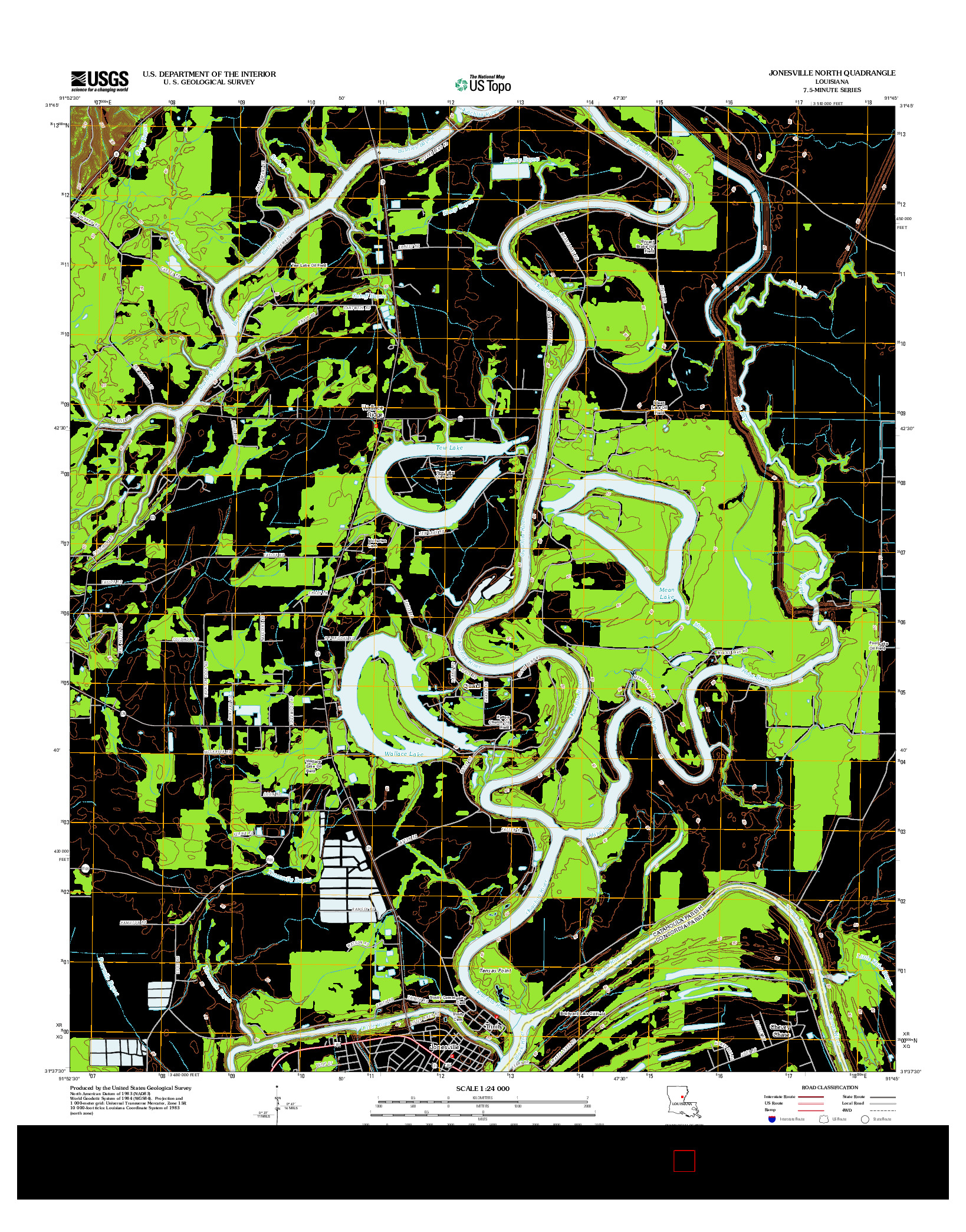 USGS US TOPO 7.5-MINUTE MAP FOR JONESVILLE NORTH, LA 2012