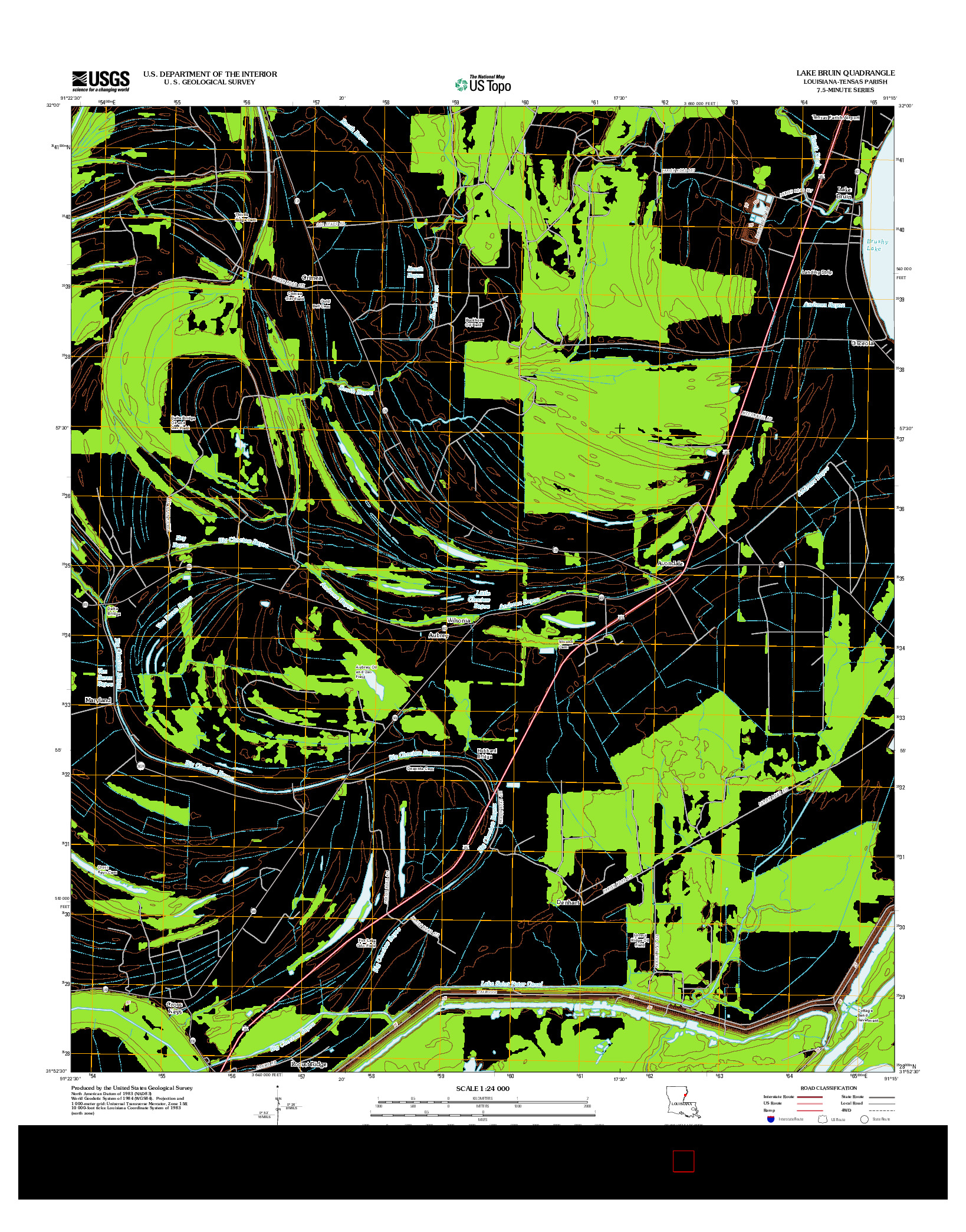 USGS US TOPO 7.5-MINUTE MAP FOR LAKE BRUIN, LA 2012