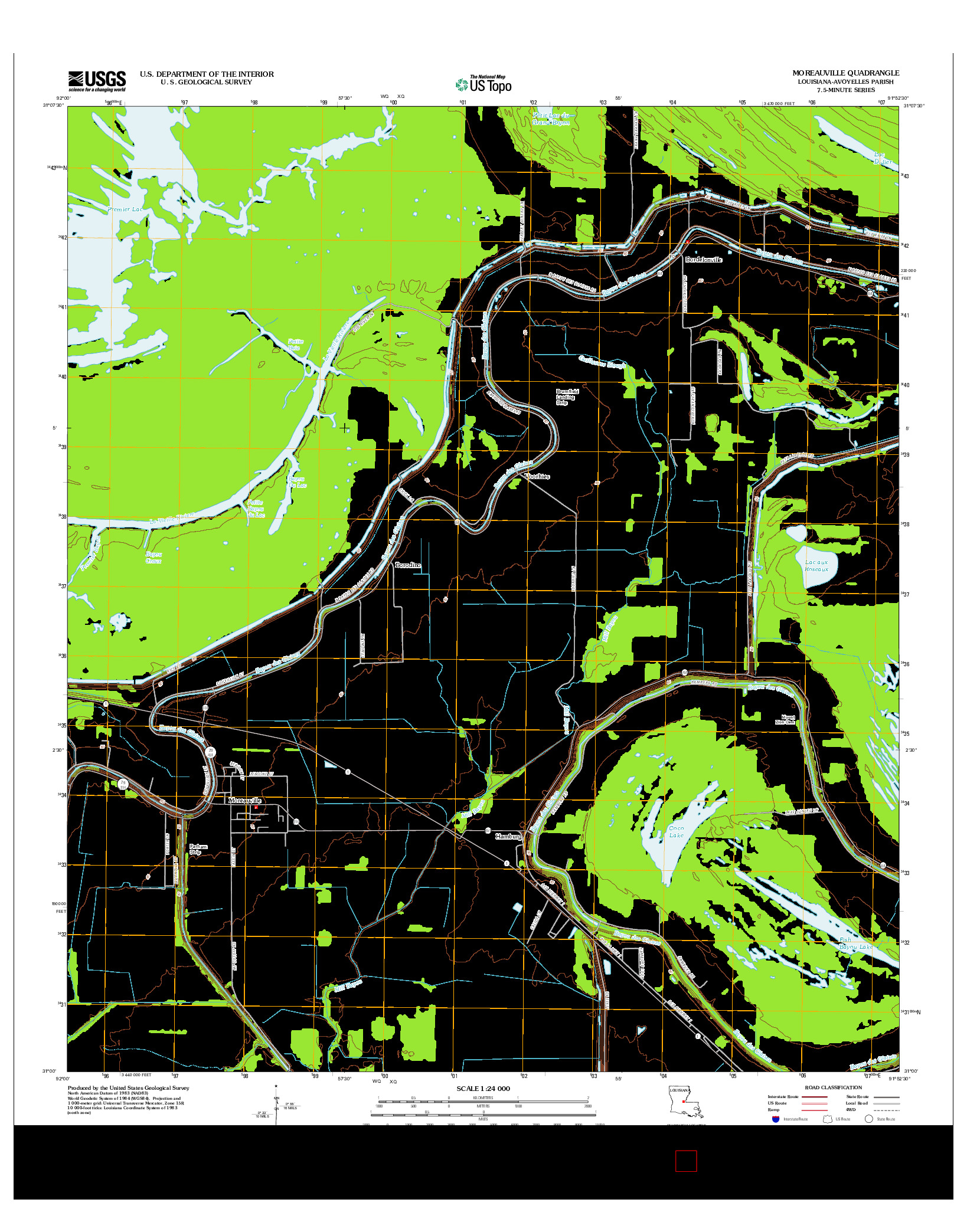 USGS US TOPO 7.5-MINUTE MAP FOR MOREAUVILLE, LA 2012