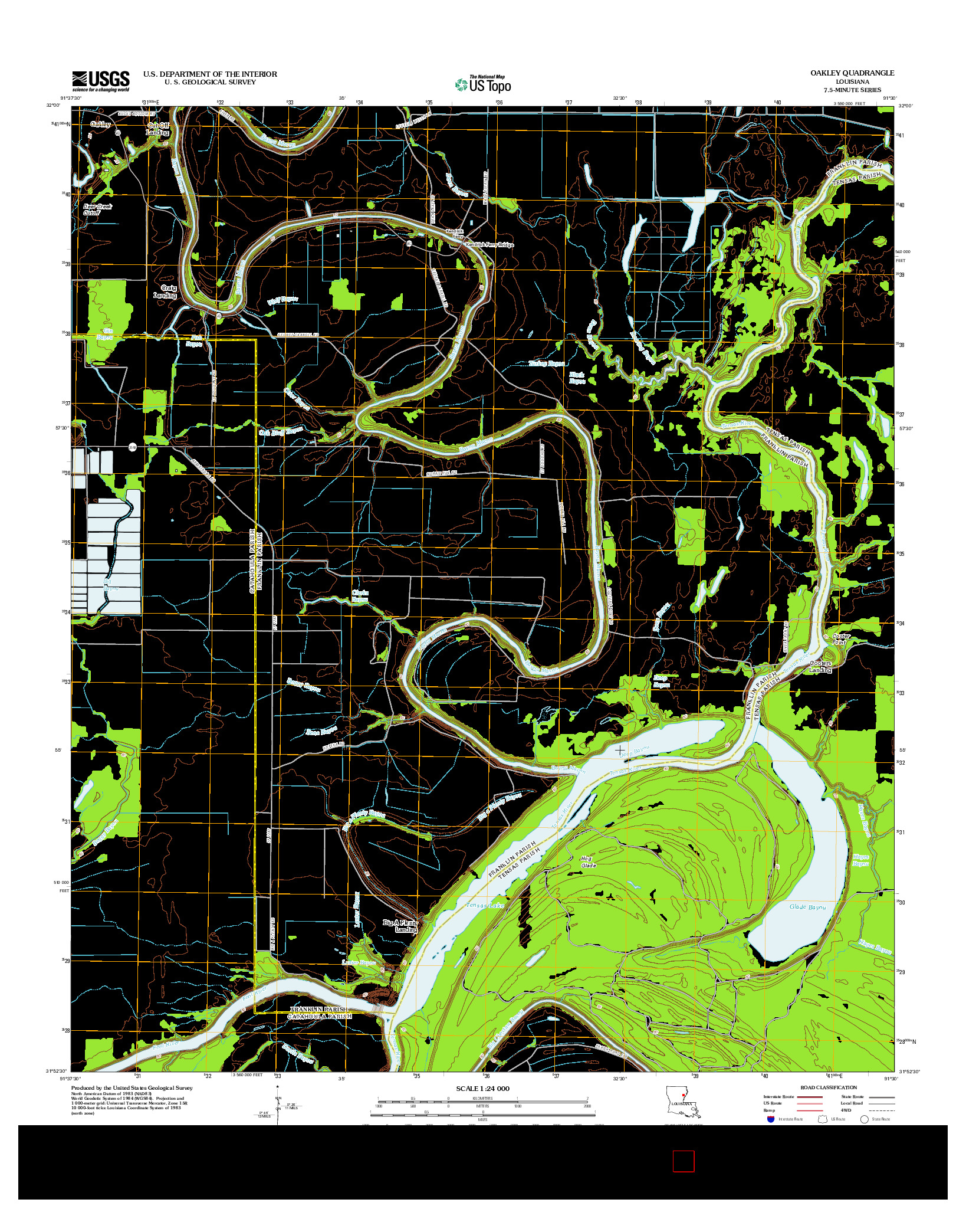 USGS US TOPO 7.5-MINUTE MAP FOR OAKLEY, LA 2012