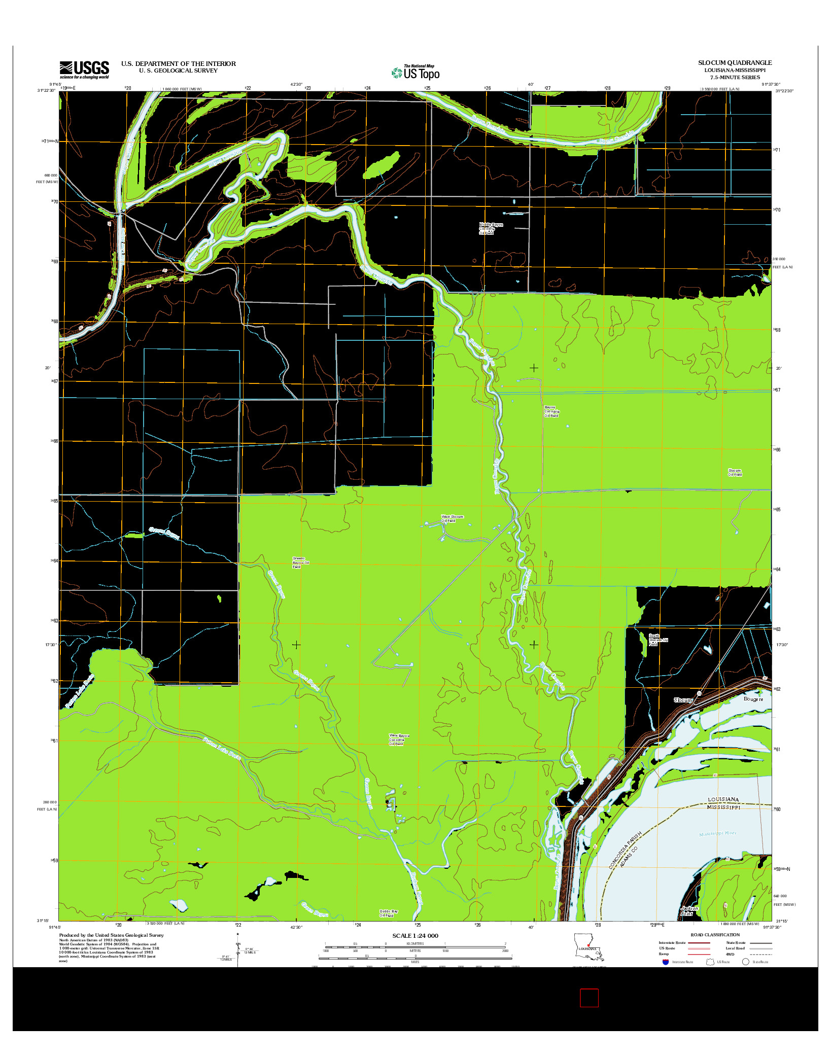 USGS US TOPO 7.5-MINUTE MAP FOR SLOCUM, LA-MS 2012