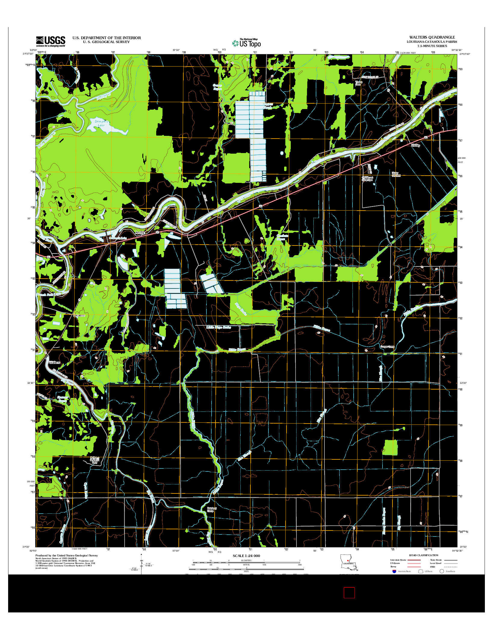 USGS US TOPO 7.5-MINUTE MAP FOR WALTERS, LA 2012