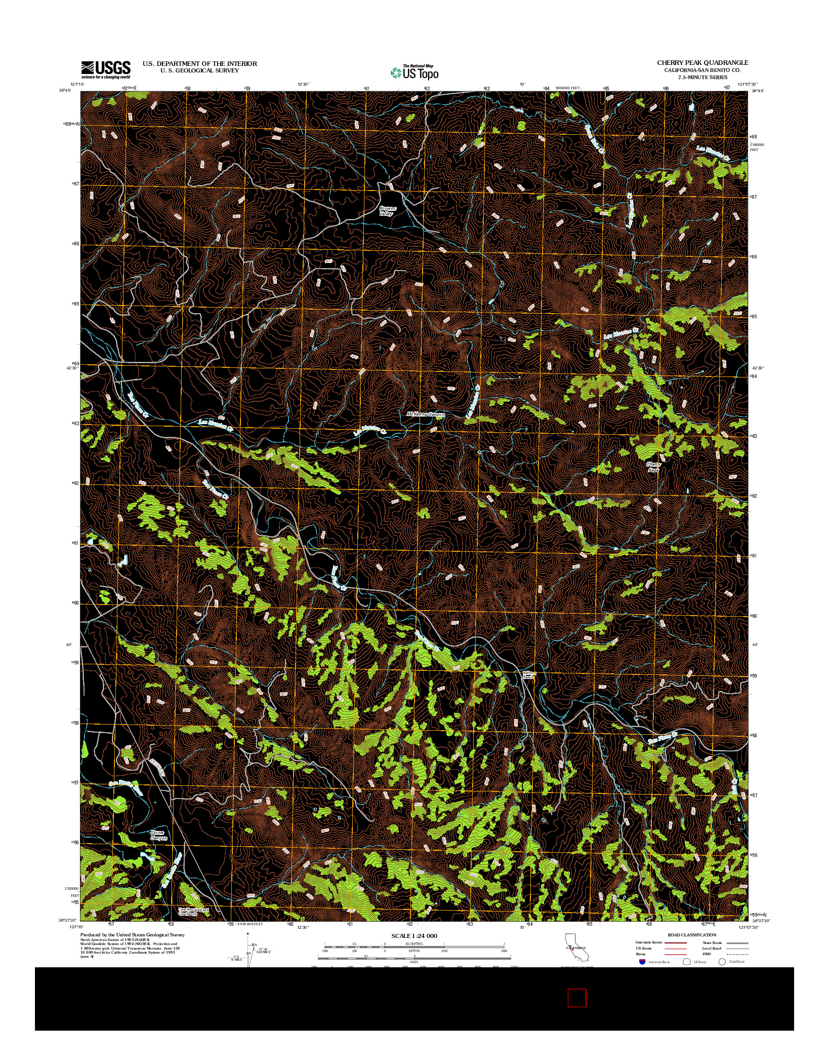 USGS US TOPO 7.5-MINUTE MAP FOR CHERRY PEAK, CA 2012