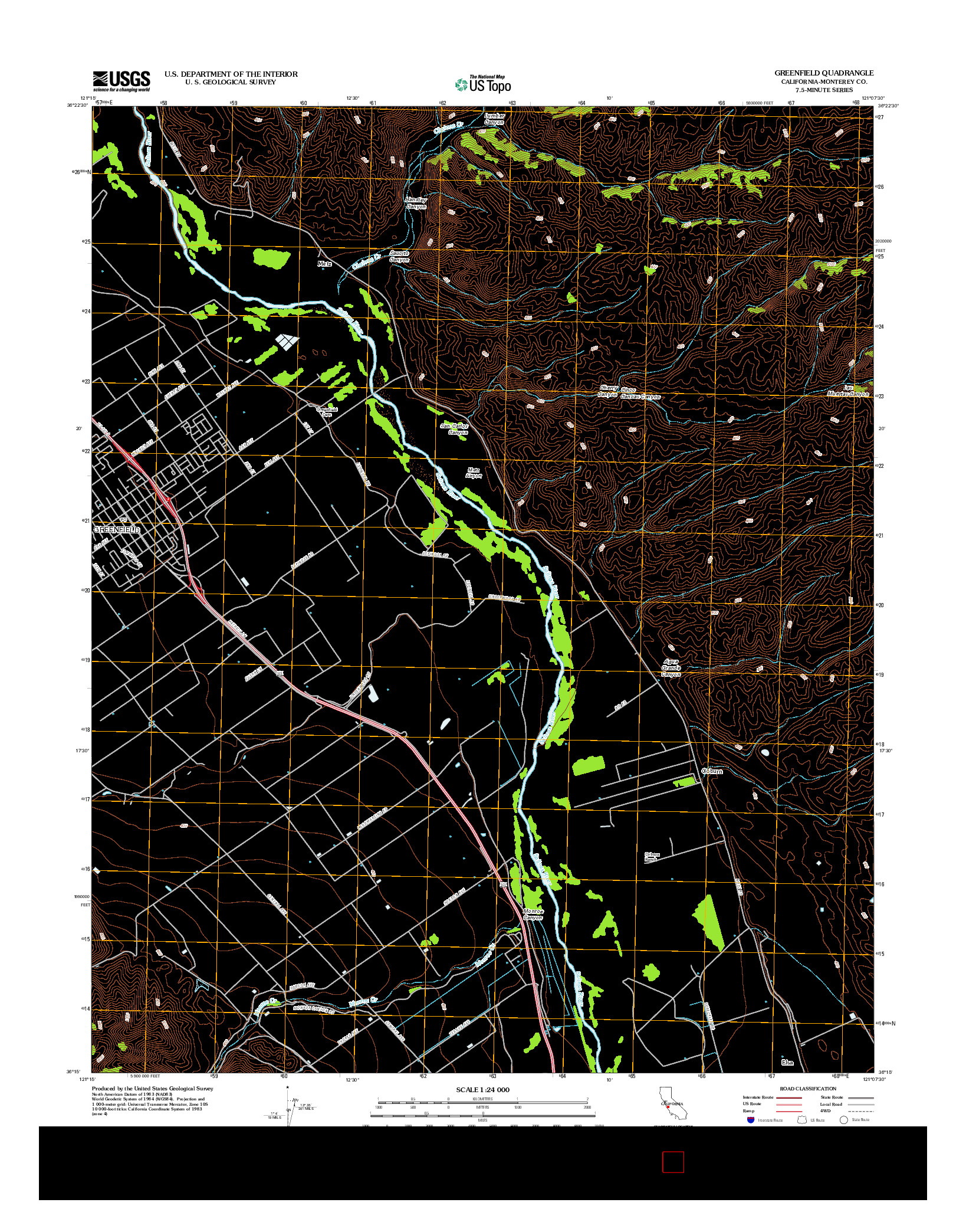 USGS US TOPO 7.5-MINUTE MAP FOR GREENFIELD, CA 2012