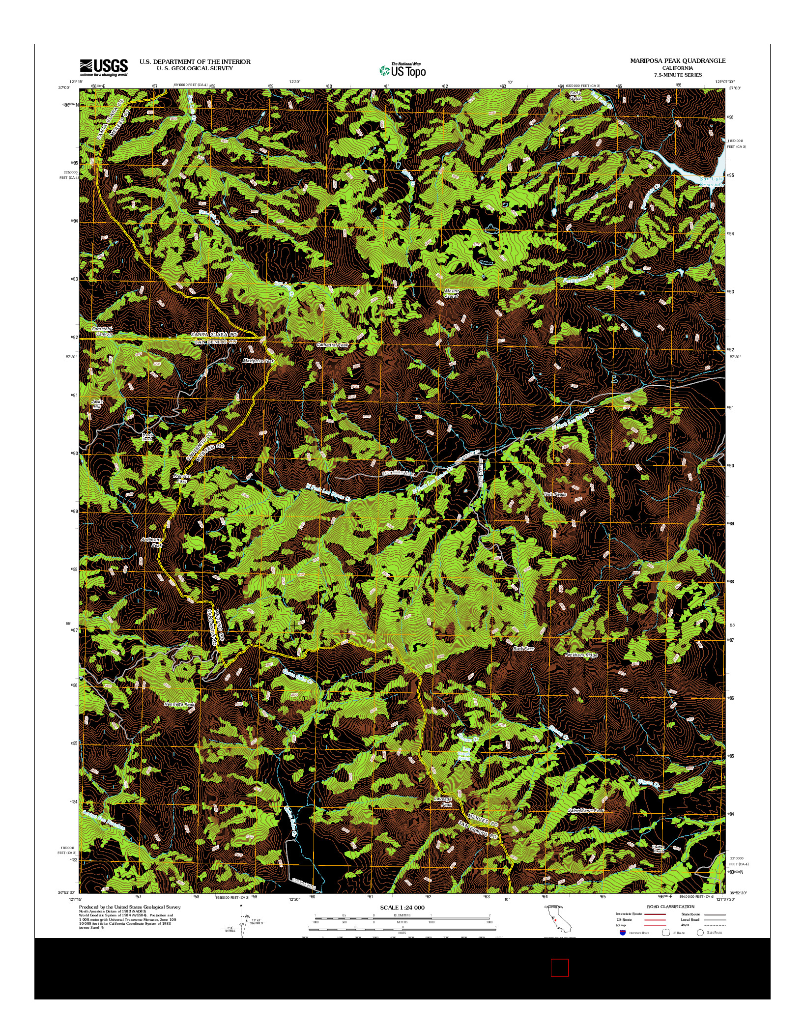 USGS US TOPO 7.5-MINUTE MAP FOR MARIPOSA PEAK, CA 2012