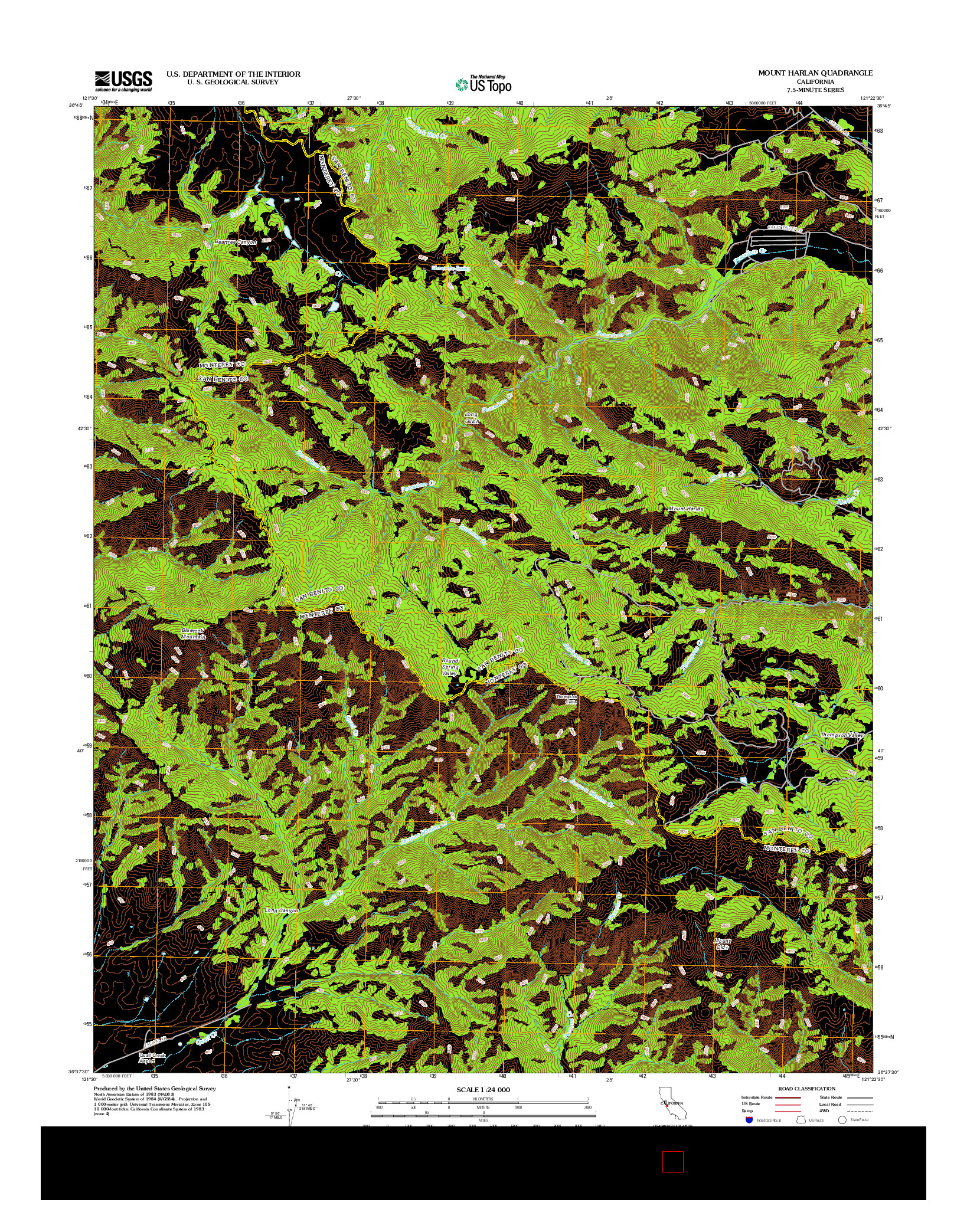 USGS US TOPO 7.5-MINUTE MAP FOR MOUNT HARLAN, CA 2012