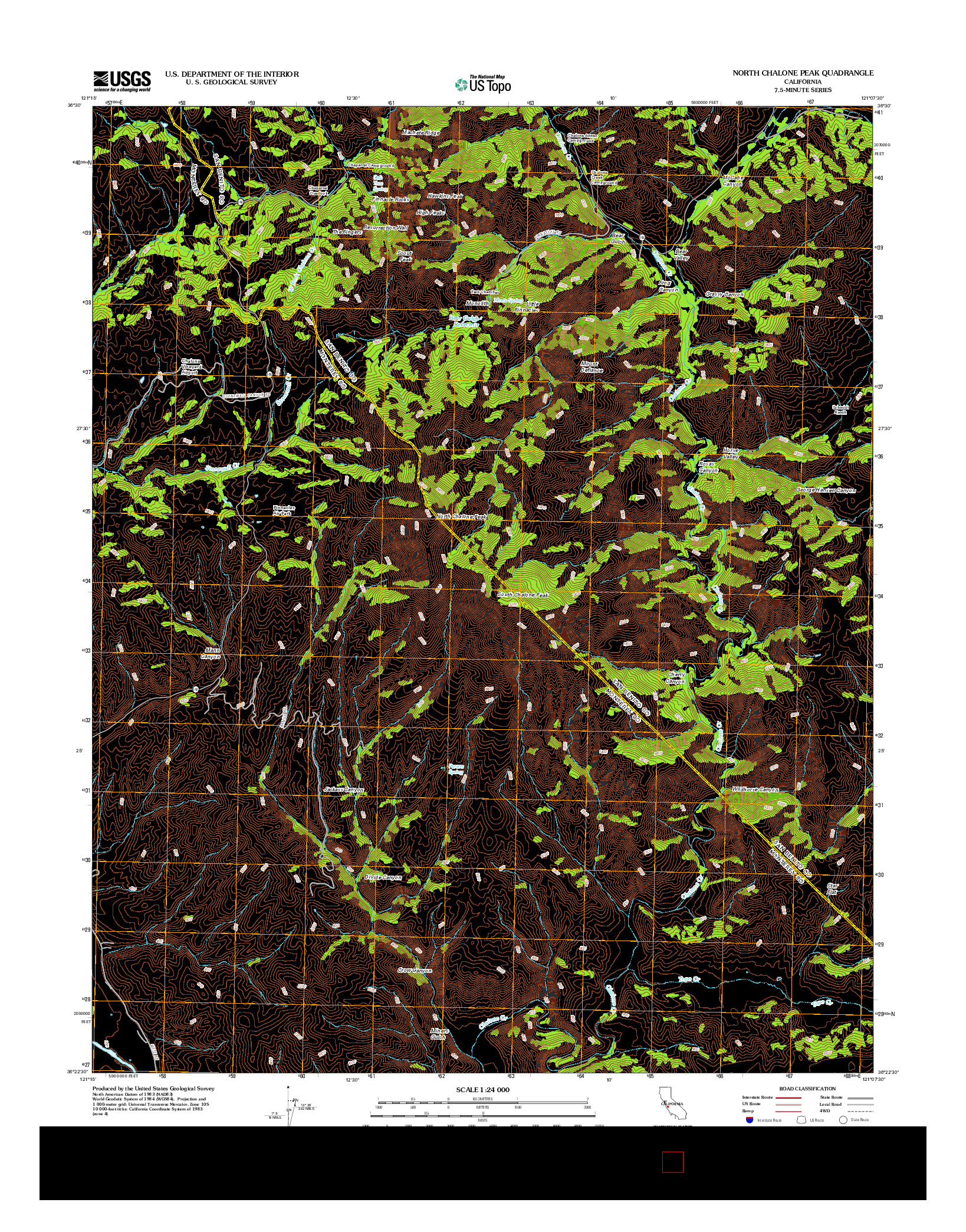 USGS US TOPO 7.5-MINUTE MAP FOR NORTH CHALONE PEAK, CA 2012