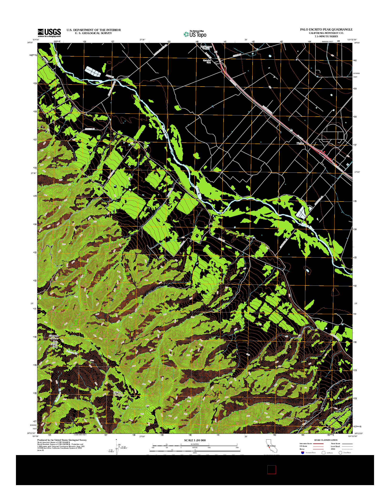USGS US TOPO 7.5-MINUTE MAP FOR PALO ESCRITO PEAK, CA 2012