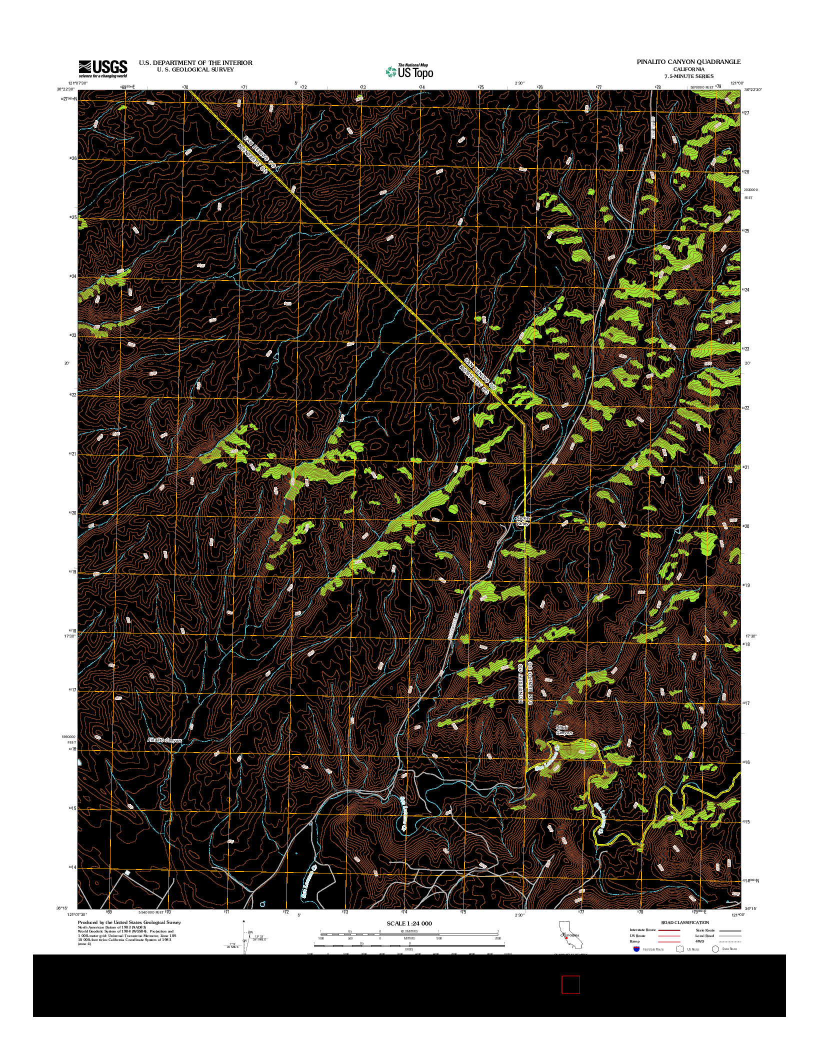 USGS US TOPO 7.5-MINUTE MAP FOR PINALITO CANYON, CA 2012