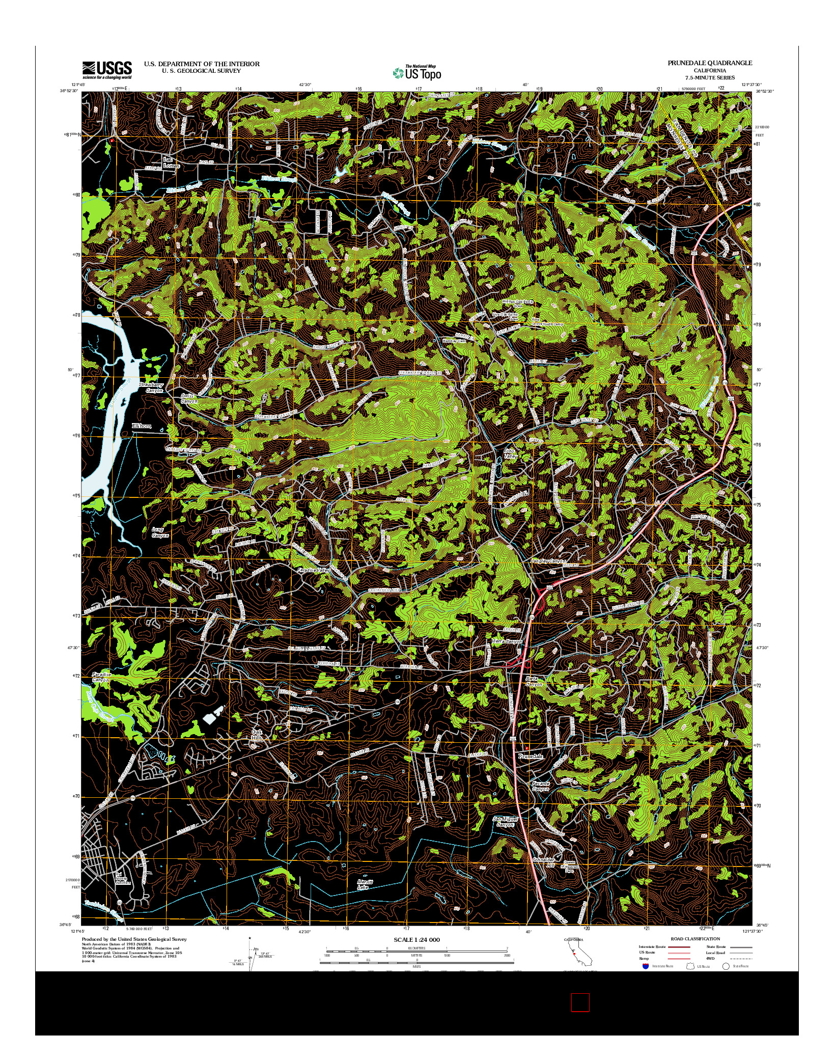 USGS US TOPO 7.5-MINUTE MAP FOR PRUNEDALE, CA 2012