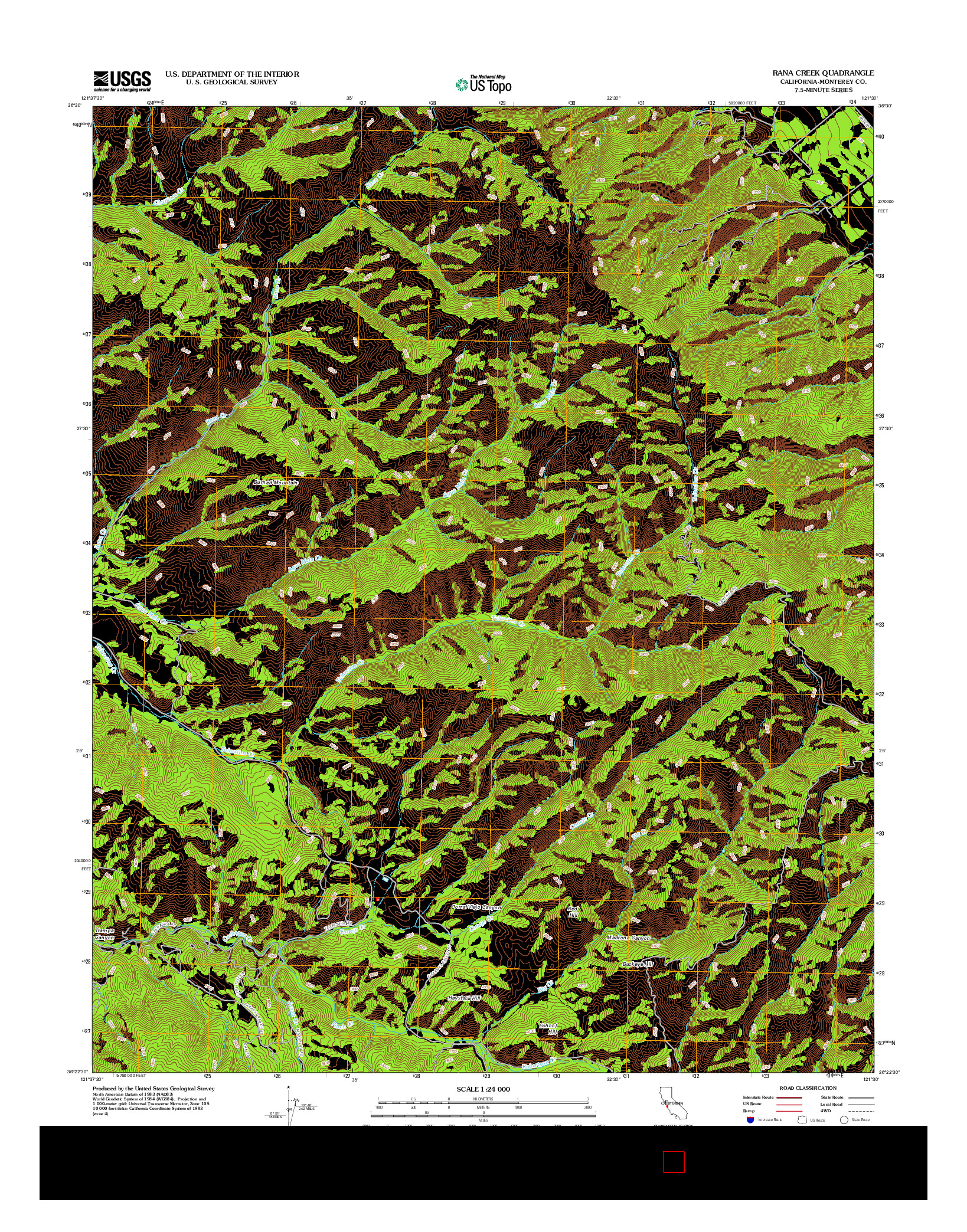 USGS US TOPO 7.5-MINUTE MAP FOR RANA CREEK, CA 2012