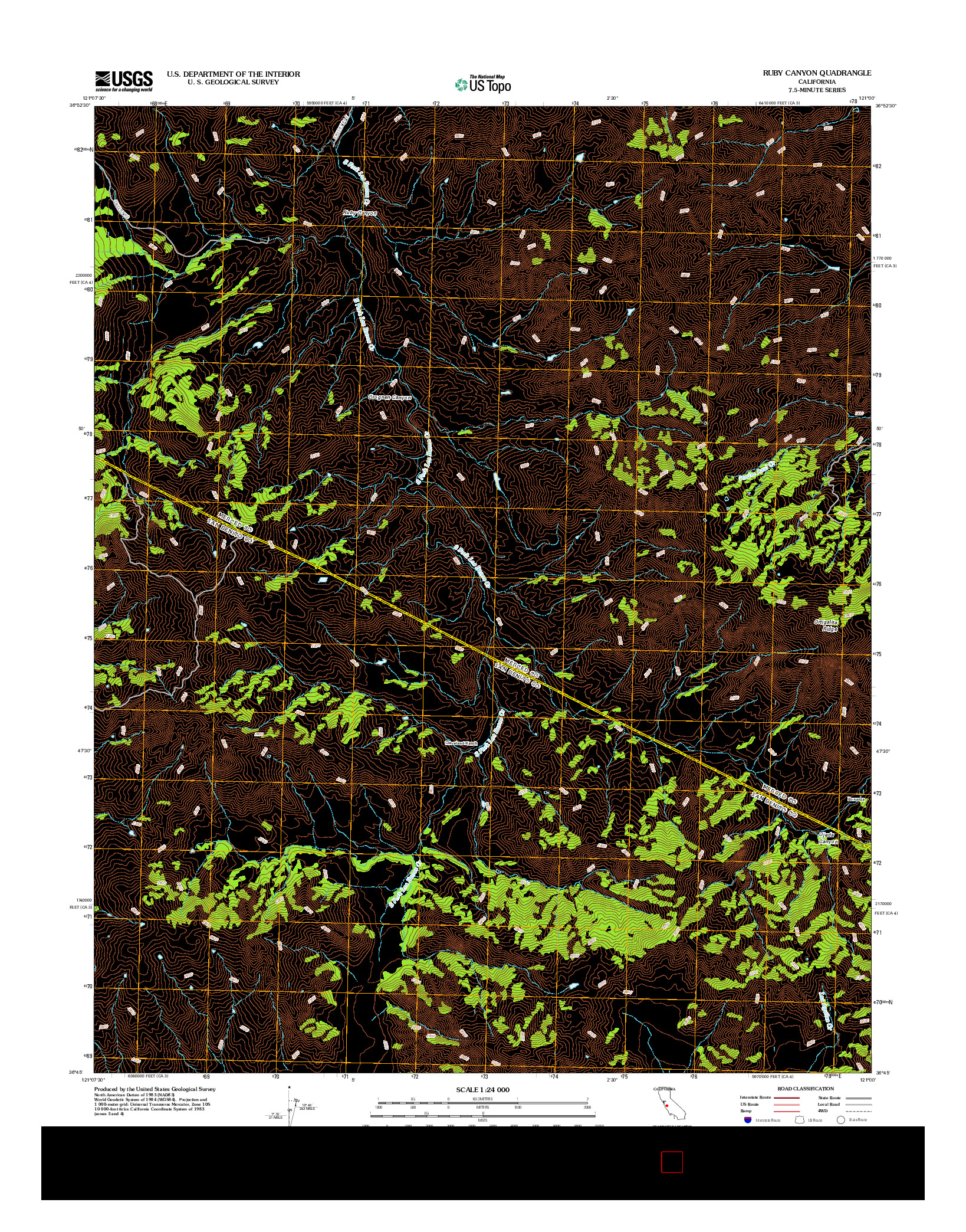 USGS US TOPO 7.5-MINUTE MAP FOR RUBY CANYON, CA 2012