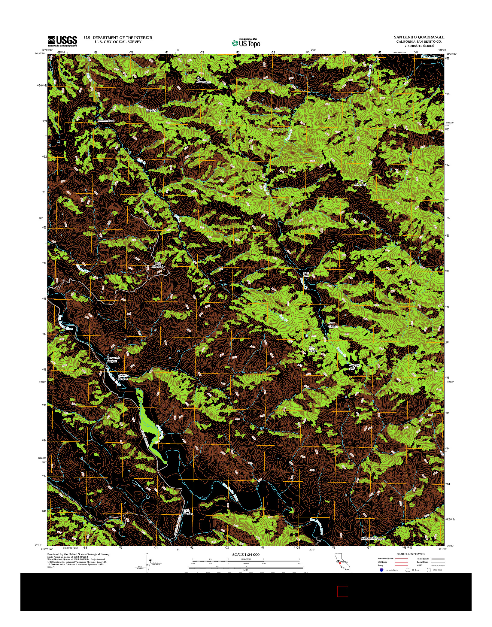 USGS US TOPO 7.5-MINUTE MAP FOR SAN BENITO, CA 2012