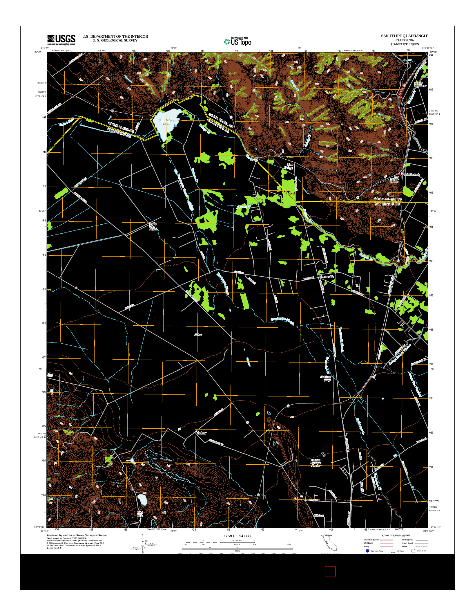 USGS US TOPO 7.5-MINUTE MAP FOR SAN FELIPE, CA 2012