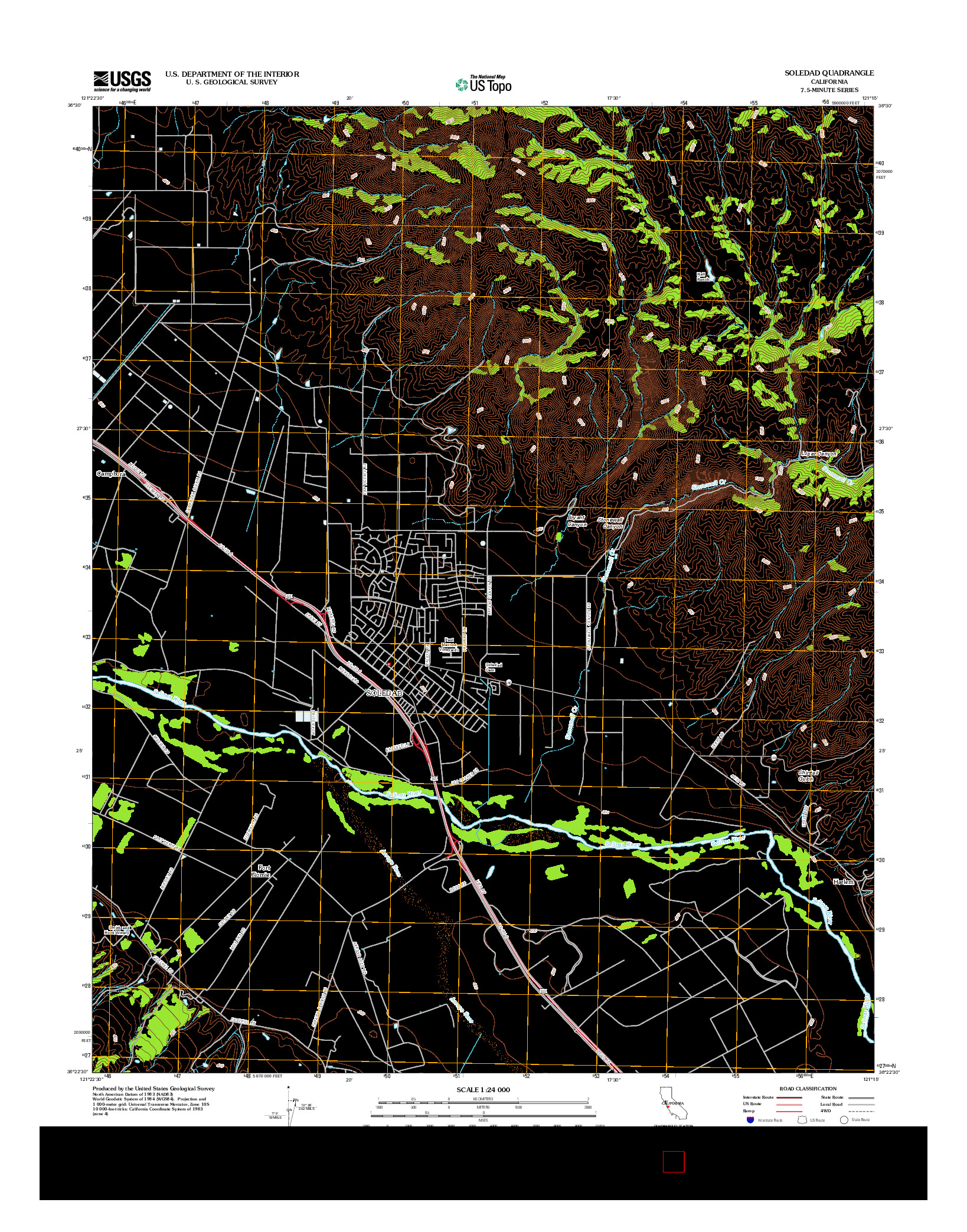 USGS US TOPO 7.5-MINUTE MAP FOR SOLEDAD, CA 2012