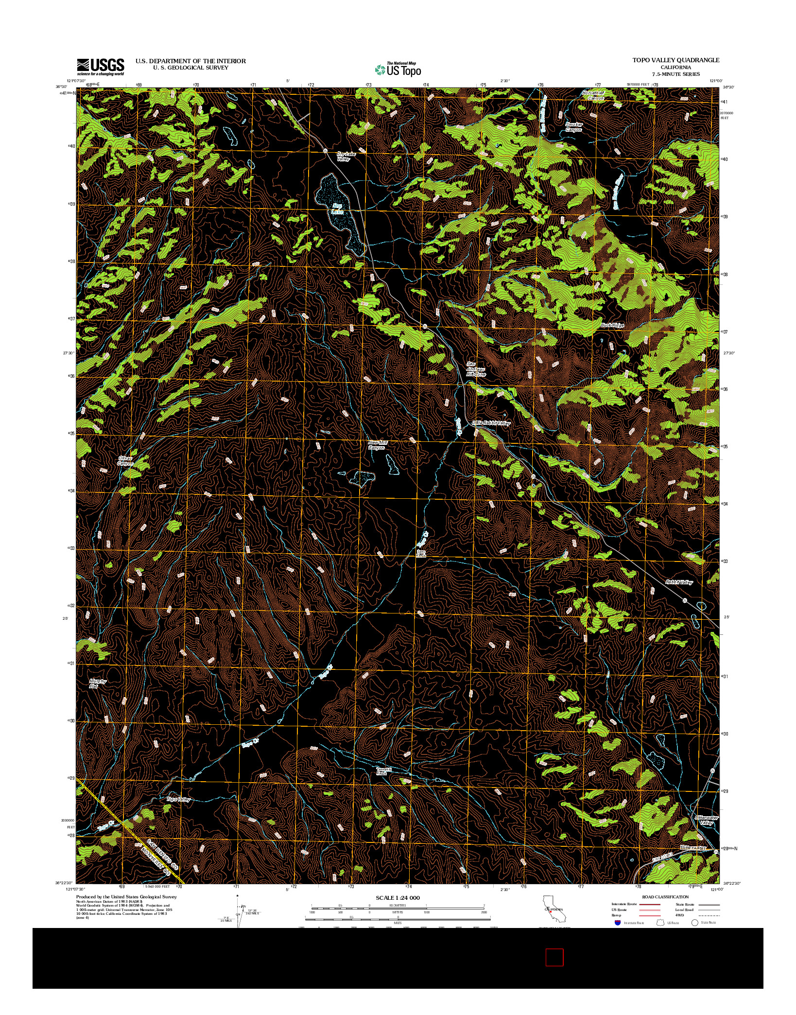 USGS US TOPO 7.5-MINUTE MAP FOR TOPO VALLEY, CA 2012