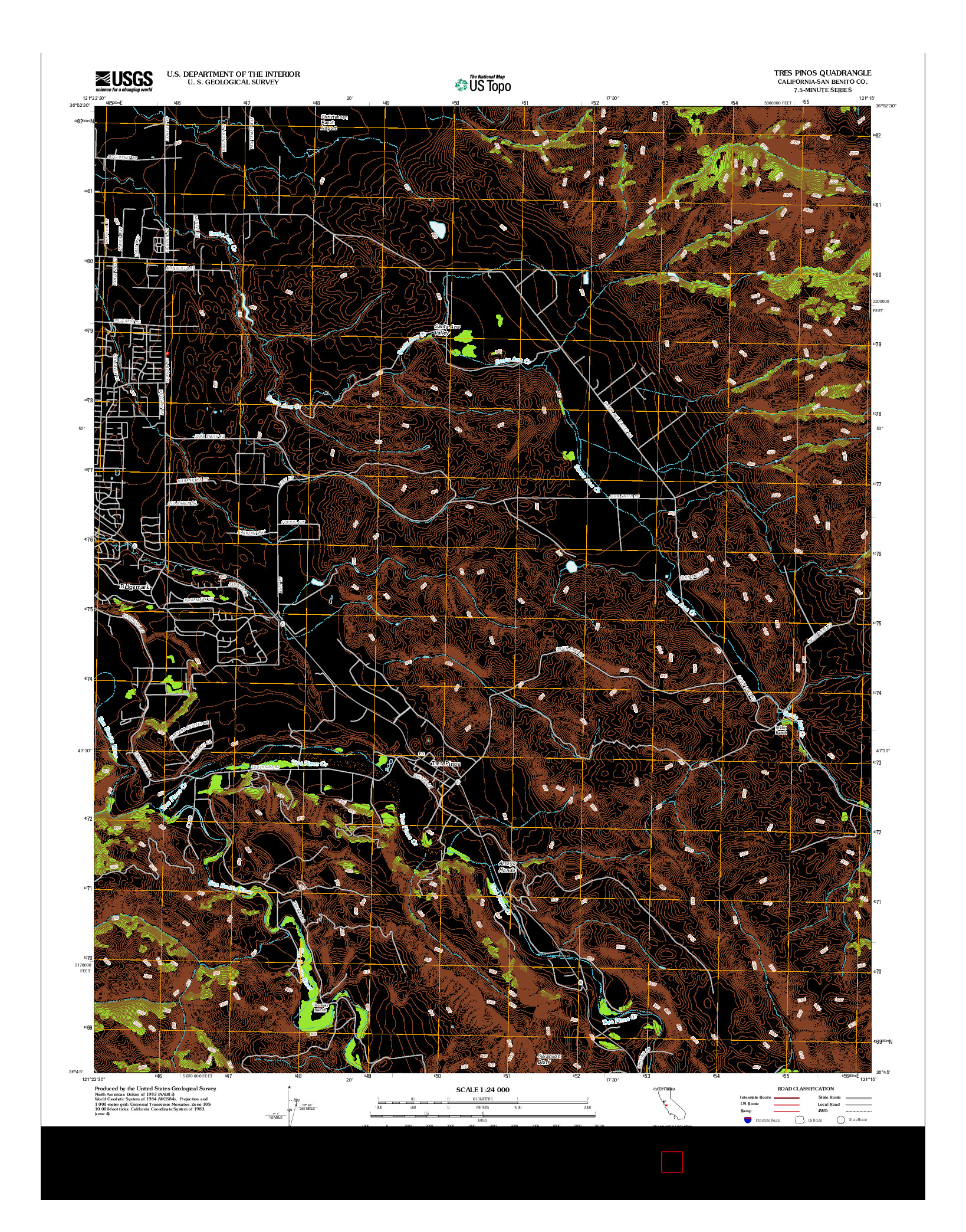 USGS US TOPO 7.5-MINUTE MAP FOR TRES PINOS, CA 2012