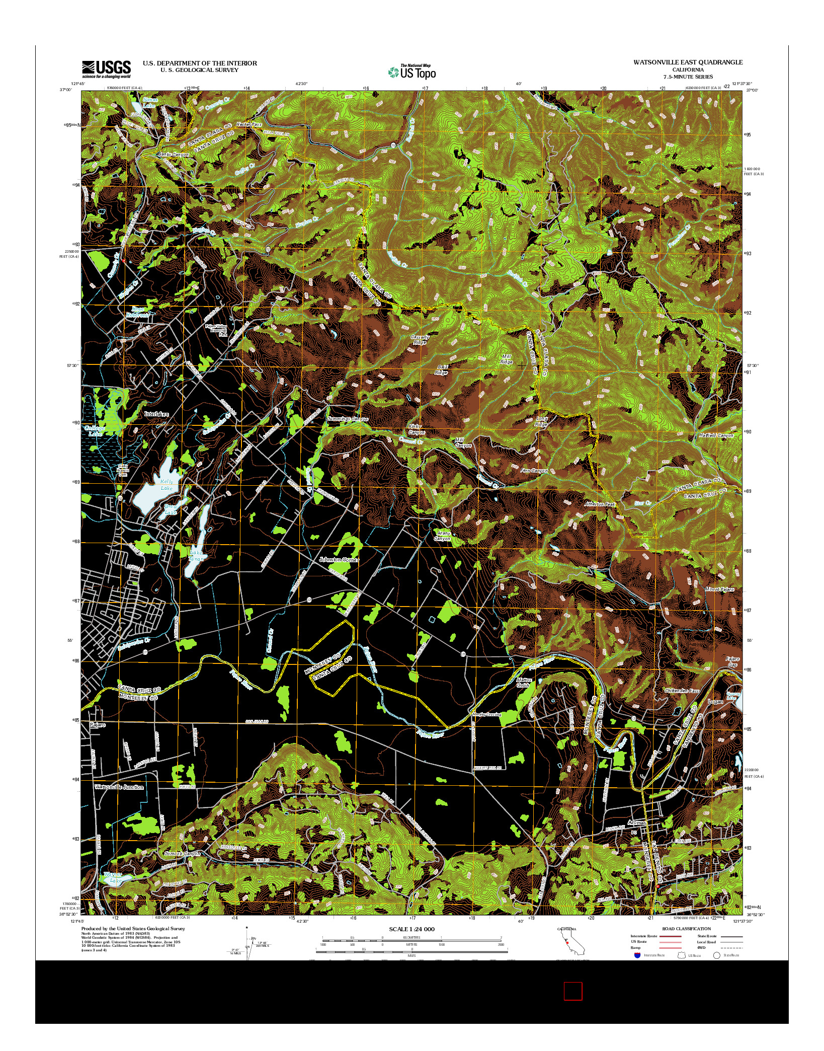 USGS US TOPO 7.5-MINUTE MAP FOR WATSONVILLE EAST, CA 2012