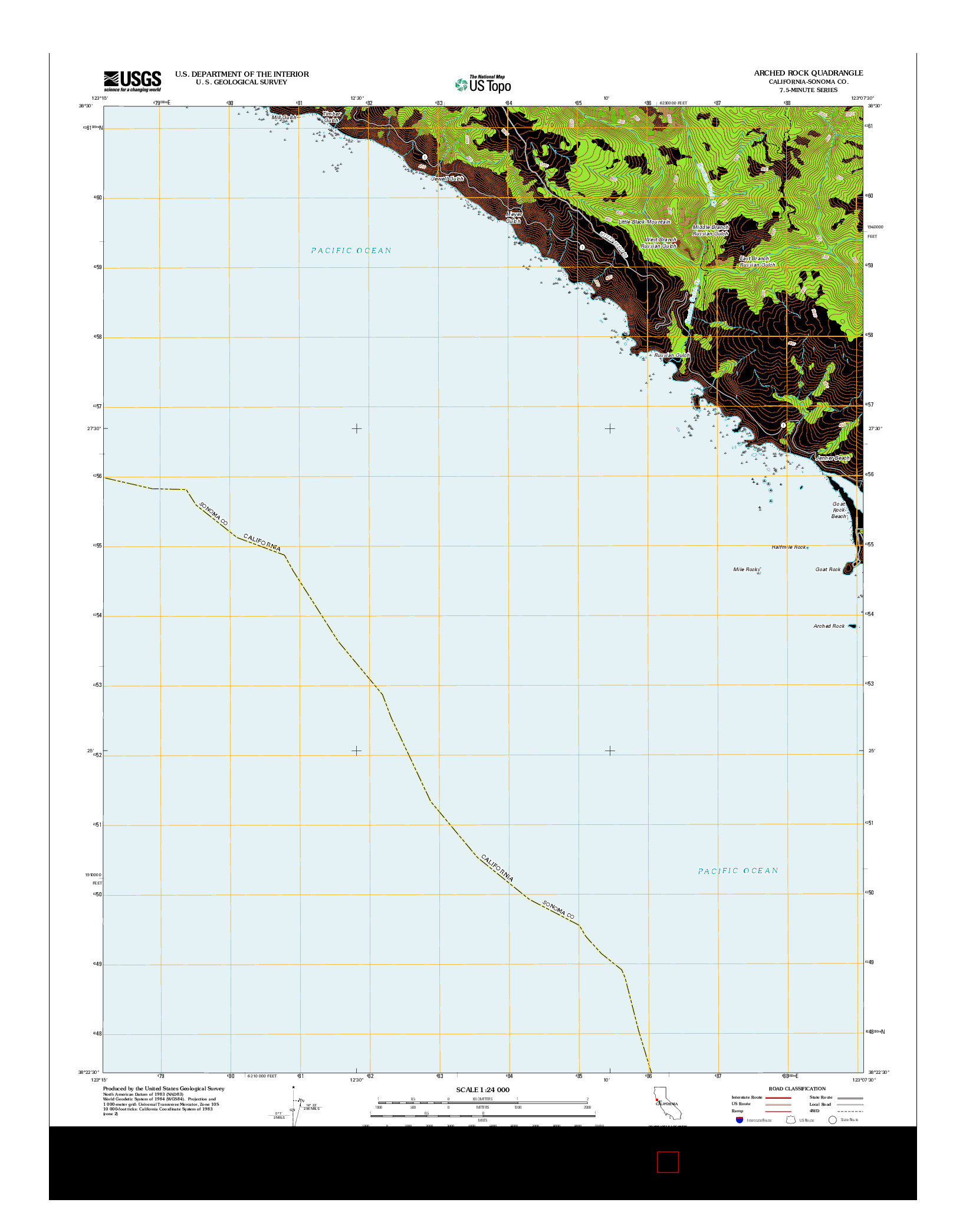 USGS US TOPO 7.5-MINUTE MAP FOR ARCHED ROCK, CA 2012