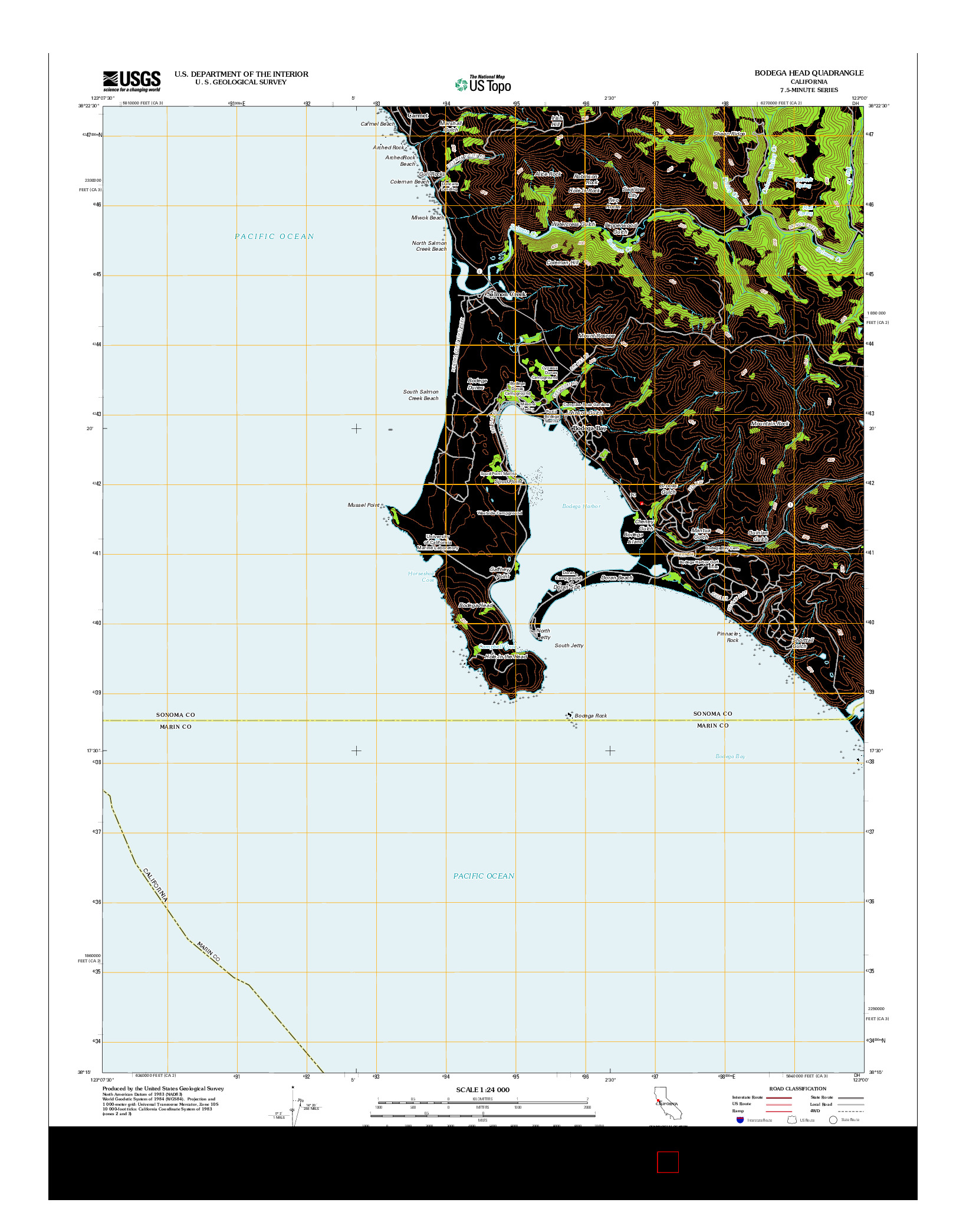 USGS US TOPO 7.5-MINUTE MAP FOR BODEGA HEAD, CA 2012