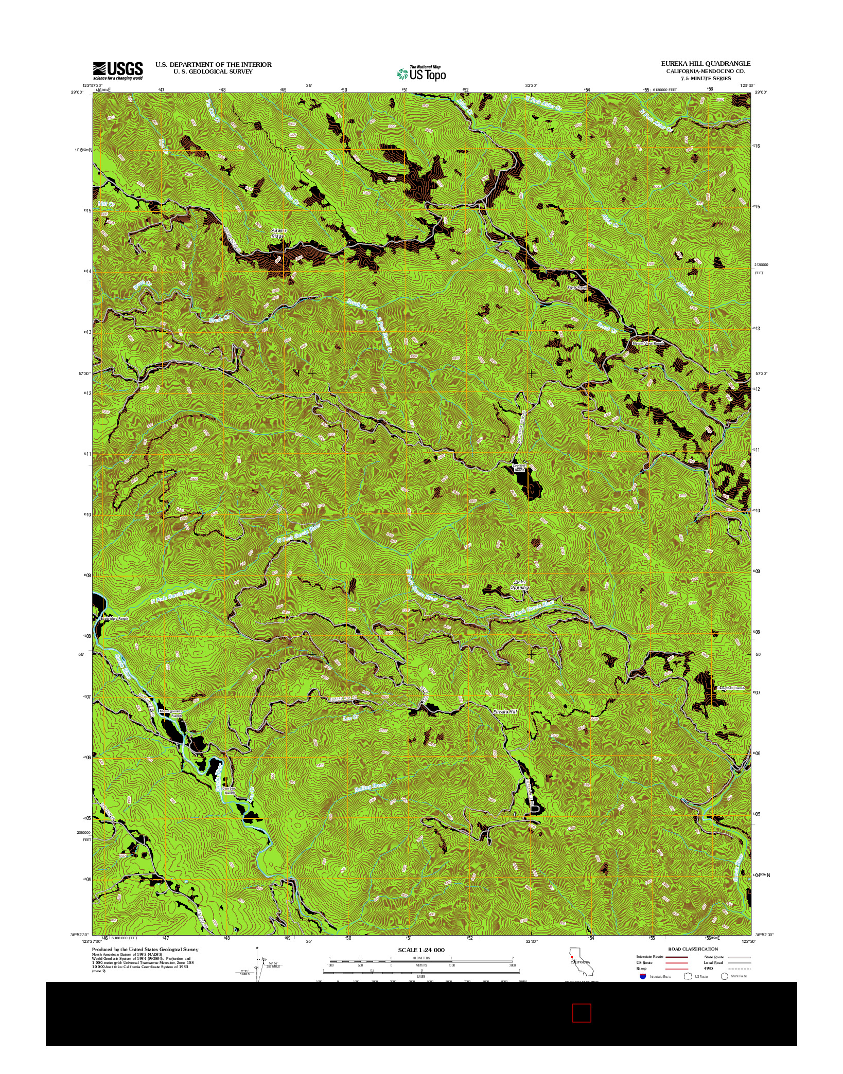 USGS US TOPO 7.5-MINUTE MAP FOR EUREKA HILL, CA 2012