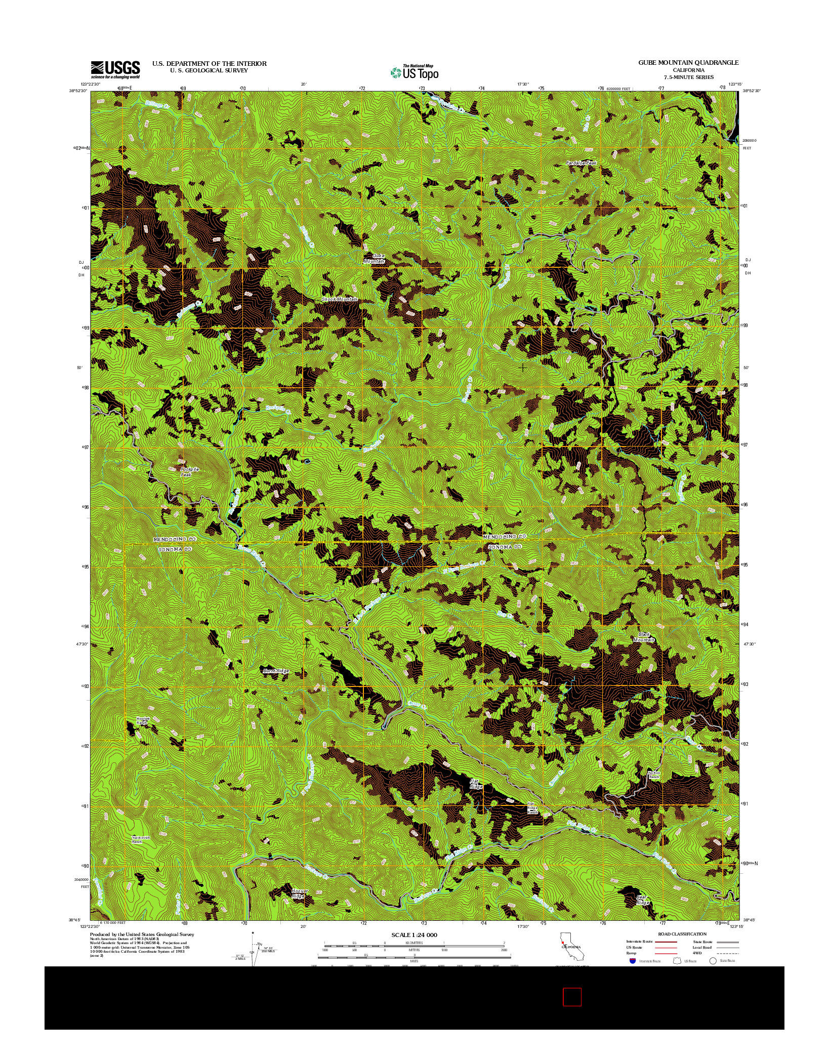 USGS US TOPO 7.5-MINUTE MAP FOR GUBE MOUNTAIN, CA 2012